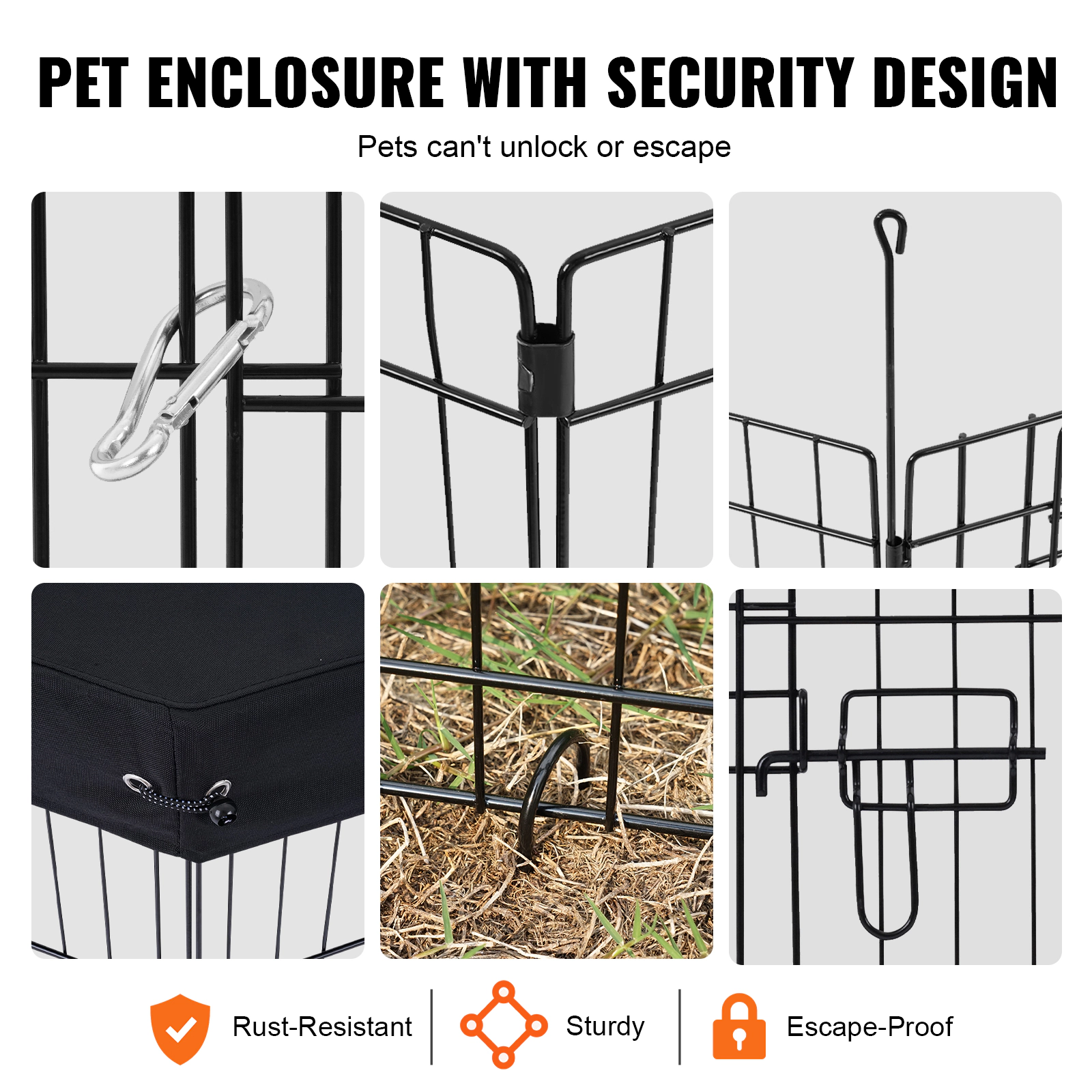 HONGGE Dog Playpen Panels Foldable Metal Pet Exercise Pen Dog Fence Indoor and Outdoor Pen with Door and 600D Oxford