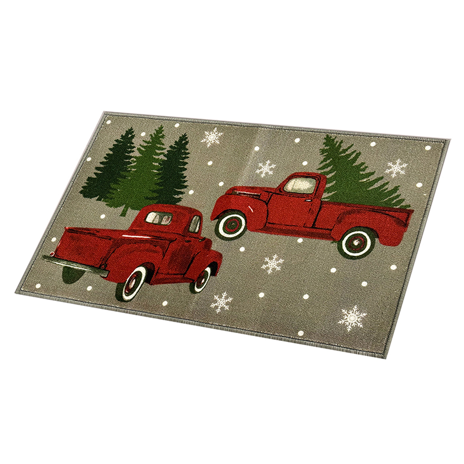 RT Designers Collection Holiday Truck Grey Premium Indoor Kitchen Rug 18" x 30" Grey/Red