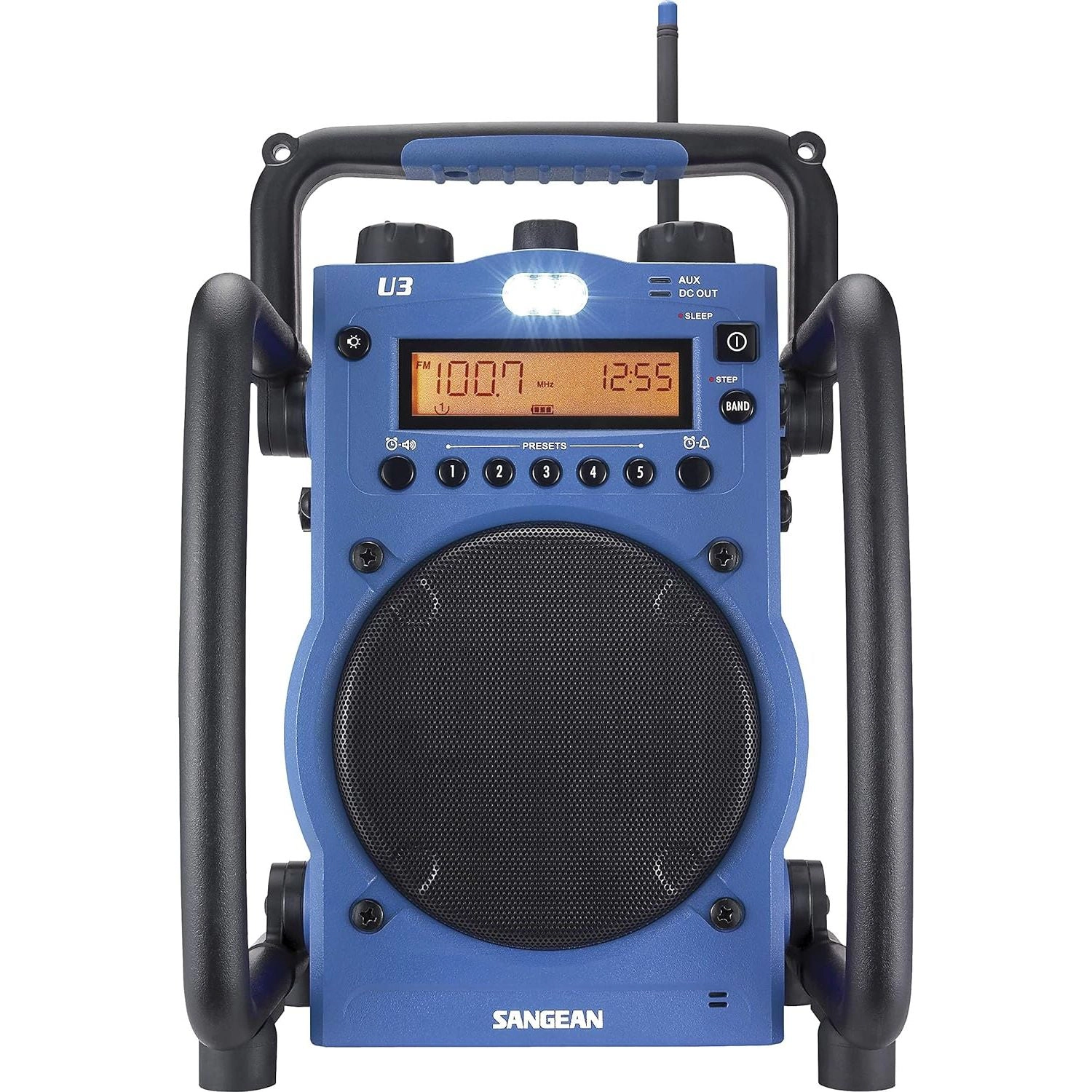 SANGEAN U3 Ultra-Rugged AM/FM Radio, Water-Resistant Digital Tuning - Blue/Black