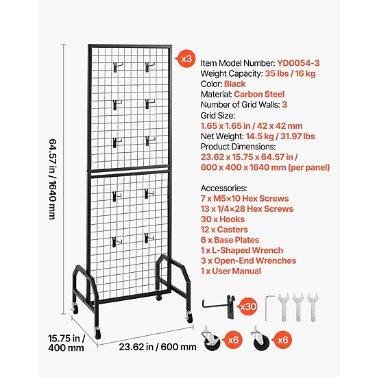 HONGGE Grid Wall Panels, Wire Gridwall Display Rack for Art Craft Shows