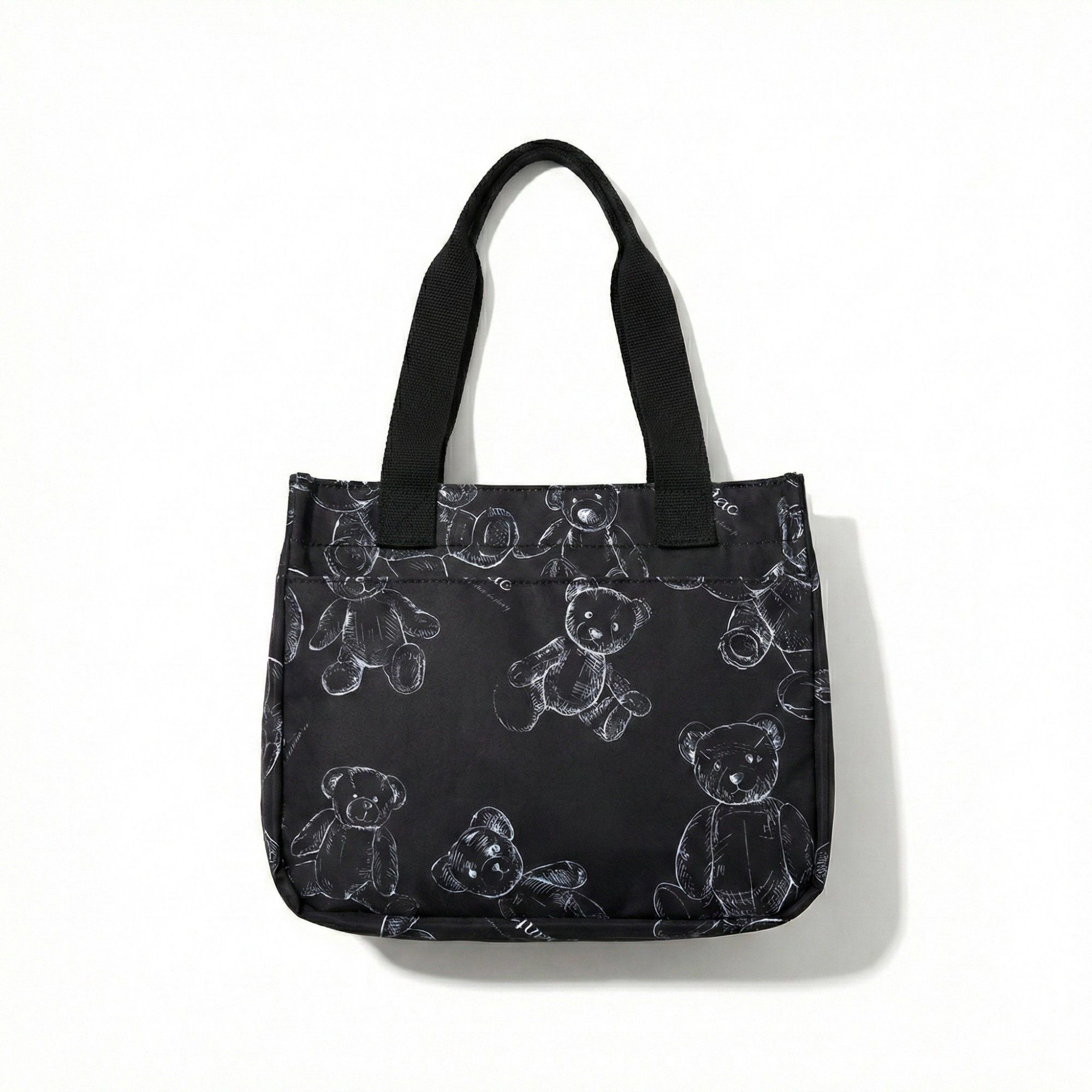 Alilang Women's Insulated Lunch Tote Bag with Teddy Bear Print Adjustable Shoulder Strap and Top Handles 8.6x10.3x6.7in