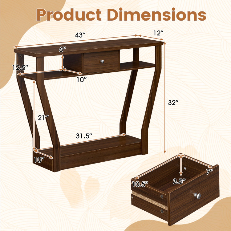 Hivvago Modern Sofa Accent Table with Drawer