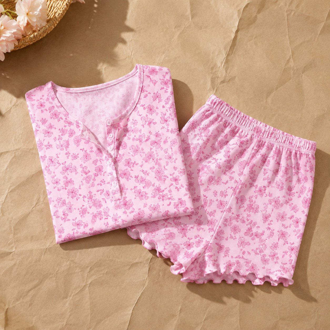 WZK Womens 2-Piece Soft Short Sleeve Casual Sleepwear Pajama Set