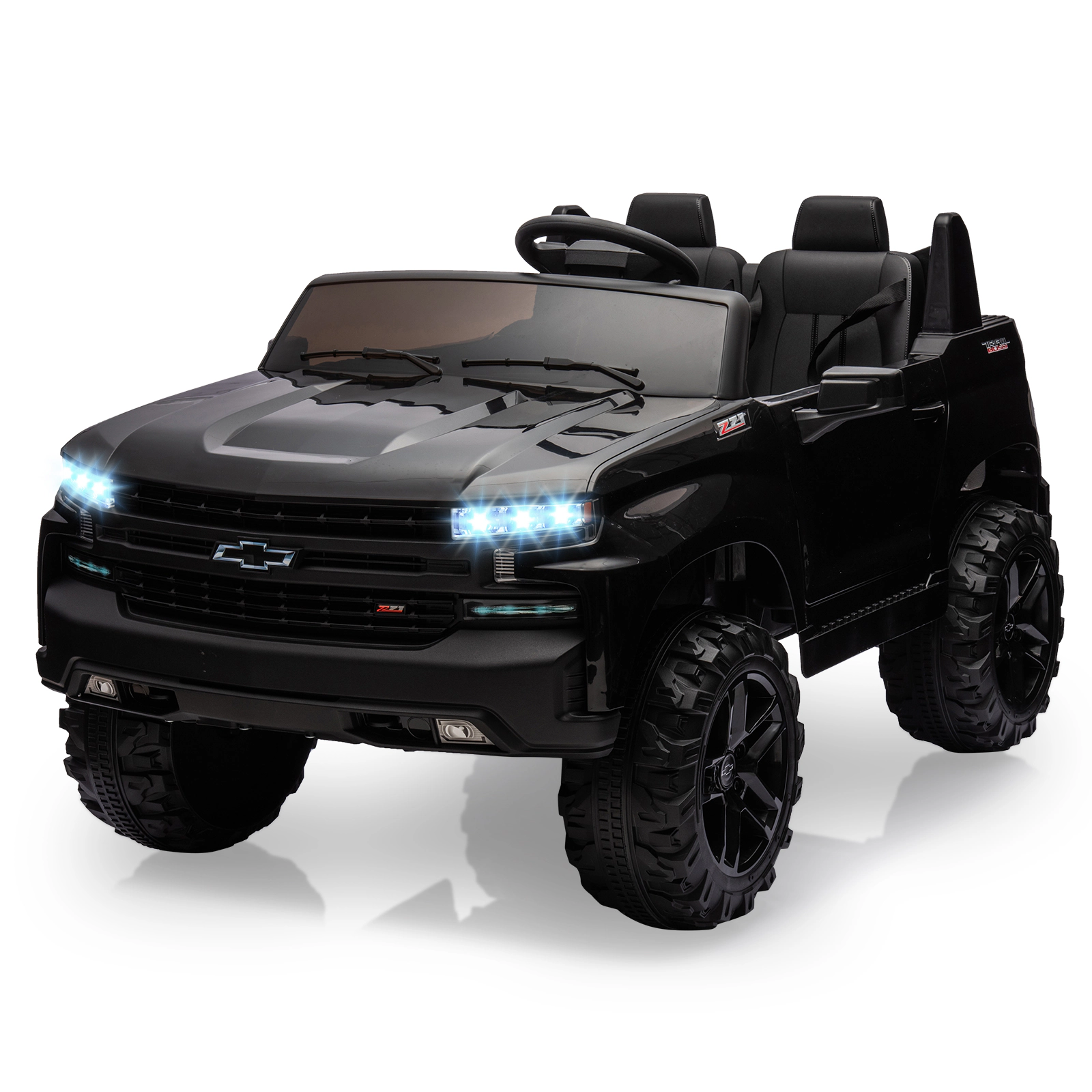 24V Licensed Chevrolet Silverado 2-Seater Kids Ride On Truck, Electric Car w/Remote, 90W Motors, LED Lights, Suspension