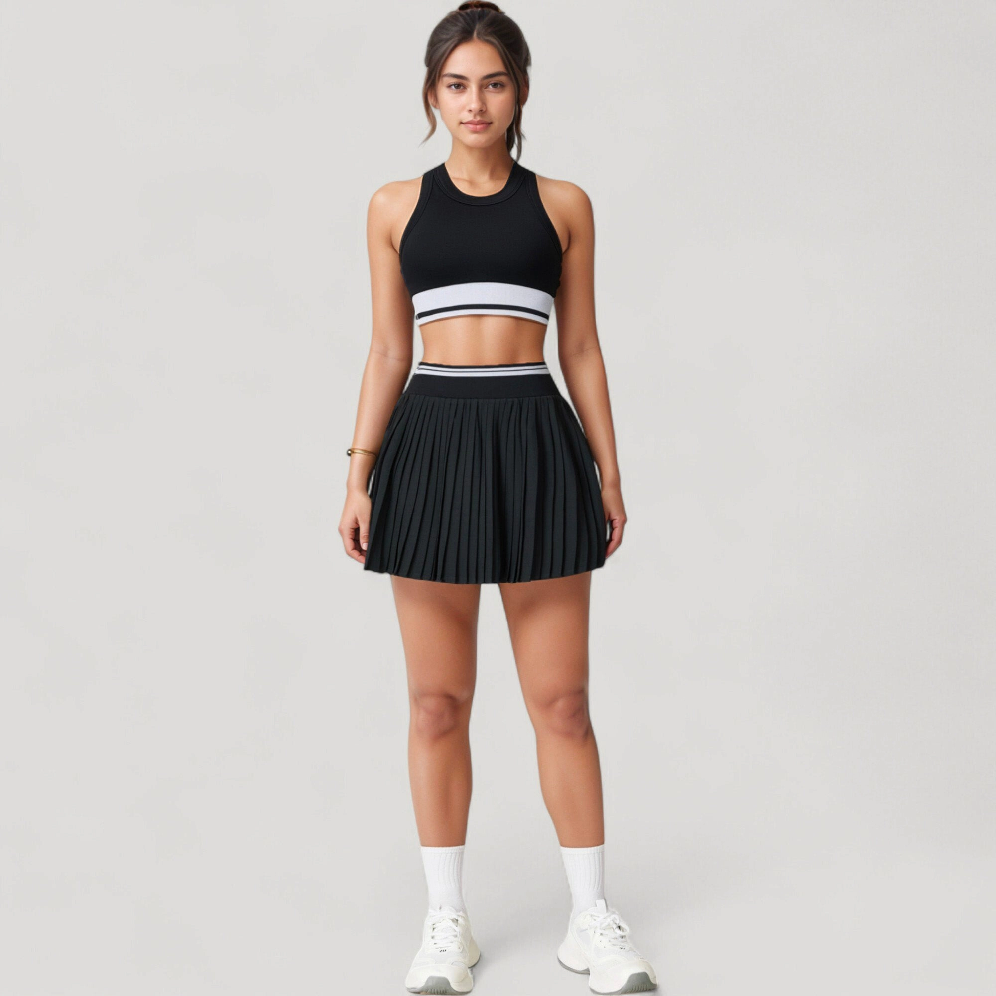Anna-Kaci Womens Pleated Tennis Skirt with Built-In Mesh Shorts and Hidden Side Pocket