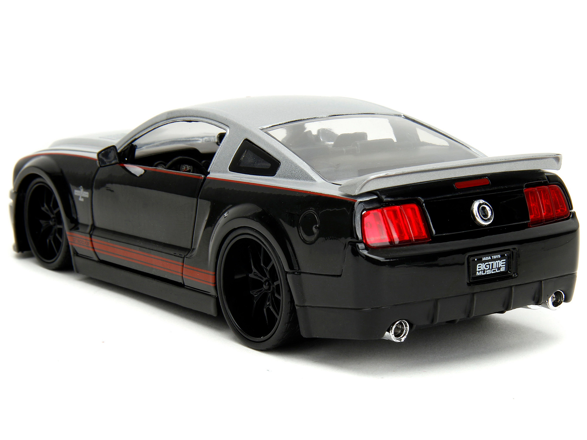 Jada 2008 Ford Shelby Mustang GT-500KR Silver and Black with Red Stripes "Bigtime Muscle" Series 1/24 Diecast