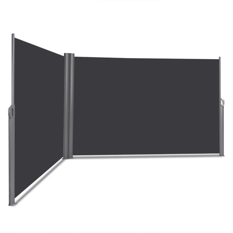 Hivvago 237 x 63 Inch Patio Retractable Double Folding Side Awning Screen Divider