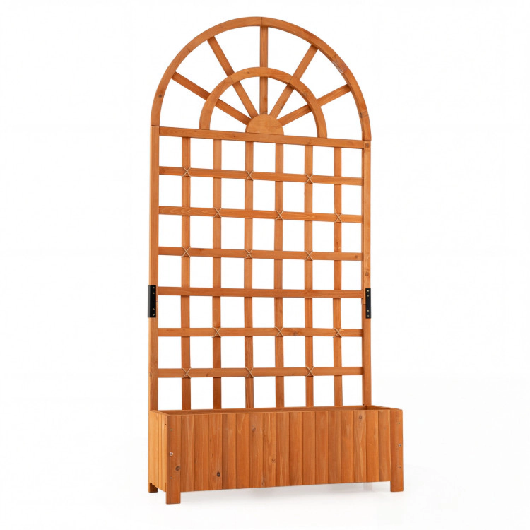 Hivvago Wooden Raised Garden Bed with Trellis 71" Outdoor Planter Box Privacy Screen