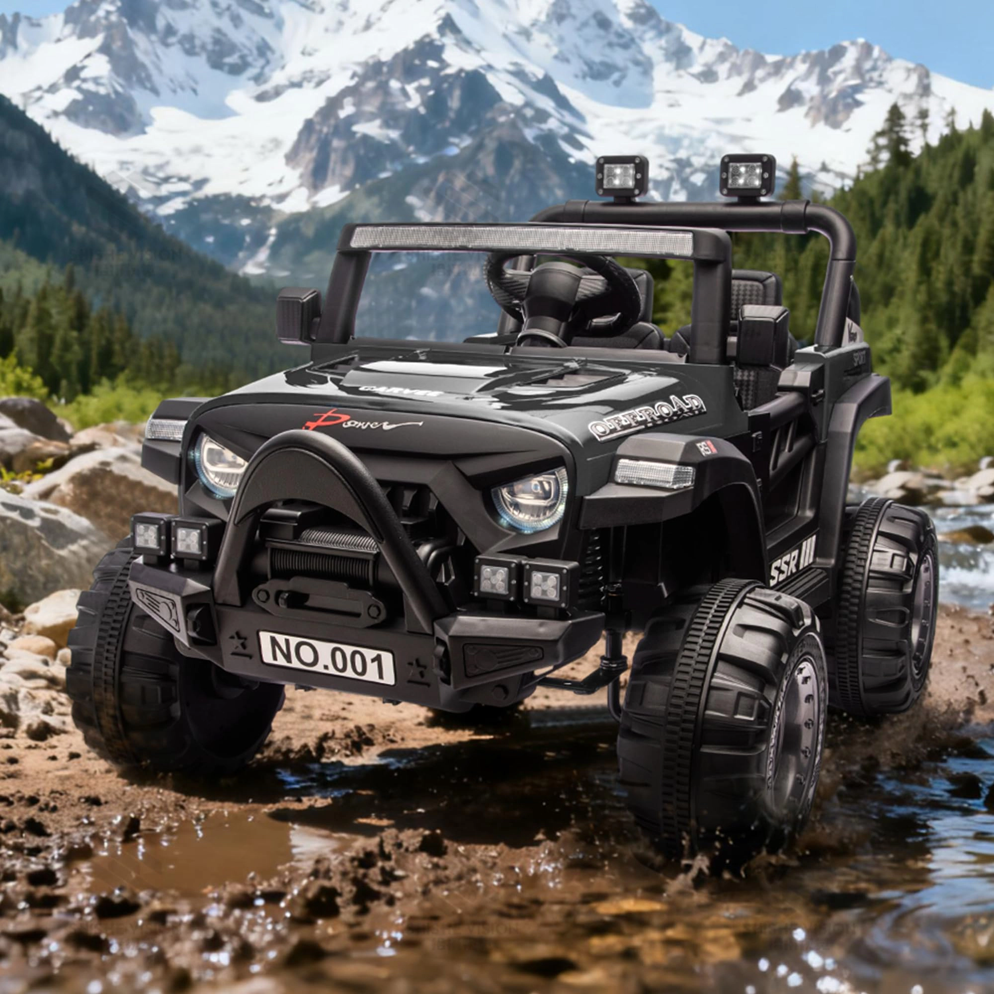 12V Kids Ride-On Truck Car, Battery Powered Vehicles with Remote, Music, LED Lights, Suspension