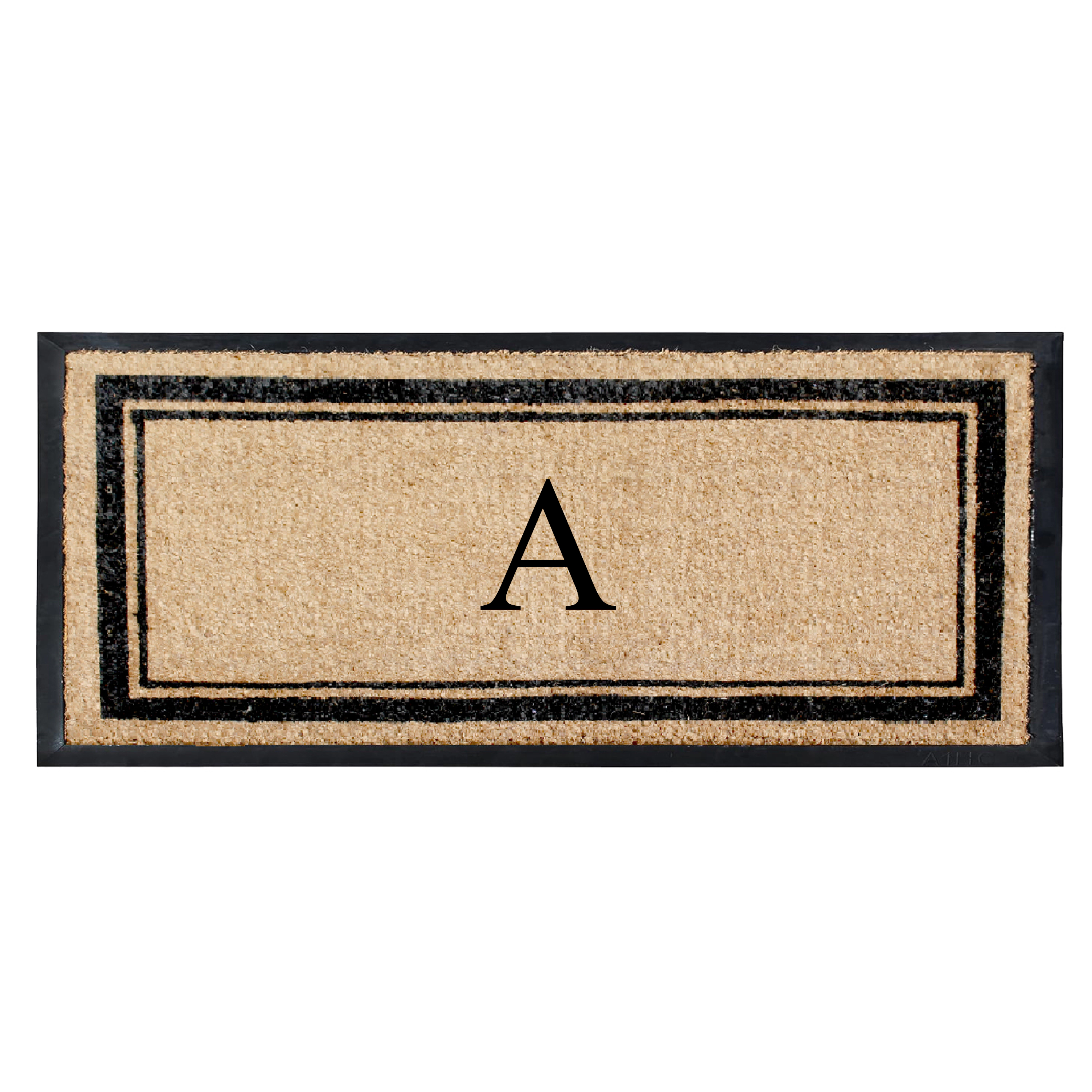 A1 Home Collections Hand Flocked Natural Coir Doormat Rubber Backing 30x60 Monogrammed Letter T
