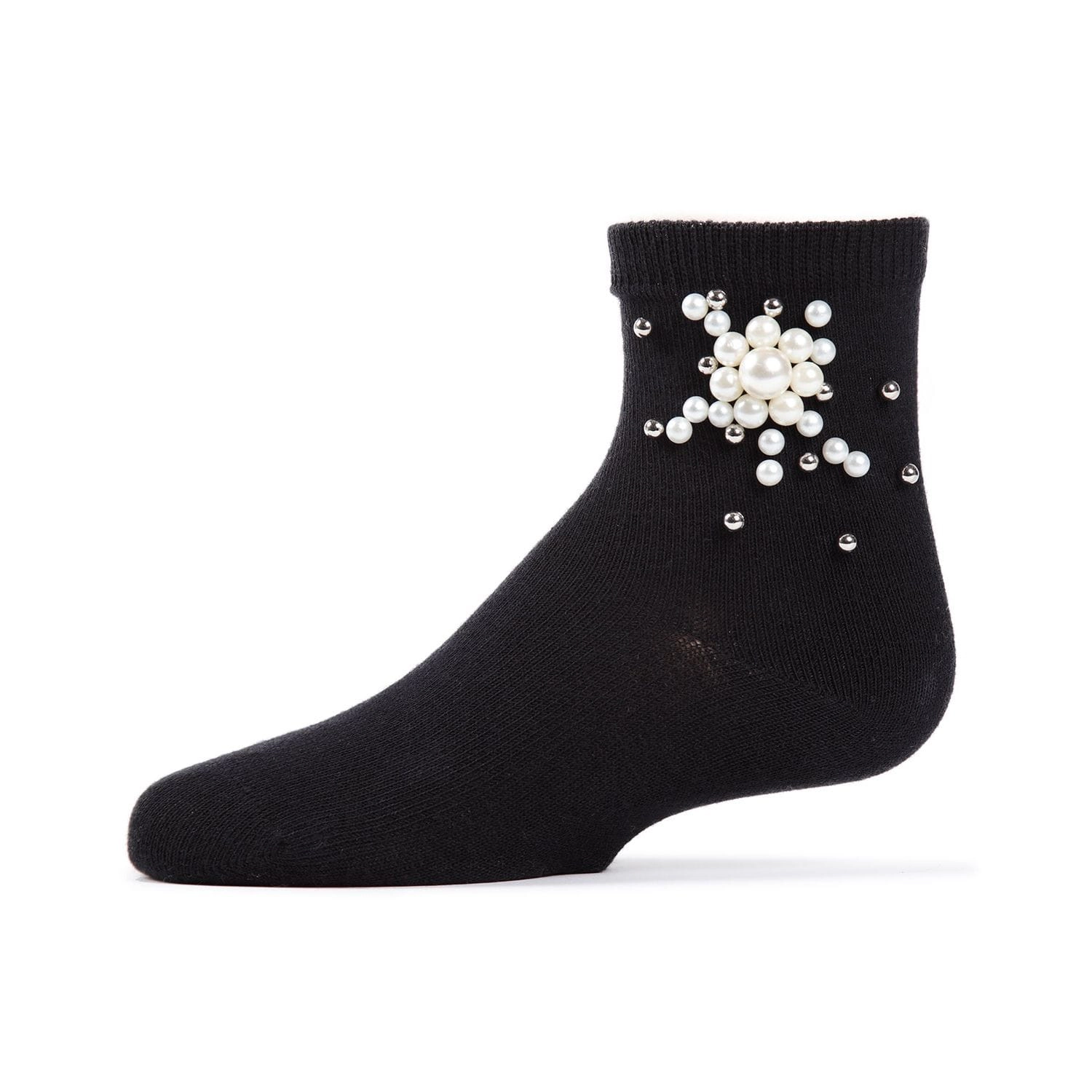 MeMoi Girls' Pearl Burst Cotton Blend Crew Socks