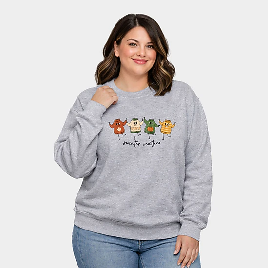 Simply Sage Market - Women's Plus Sized Graphic Sweatshirt - Sweater Weather Stick Figures