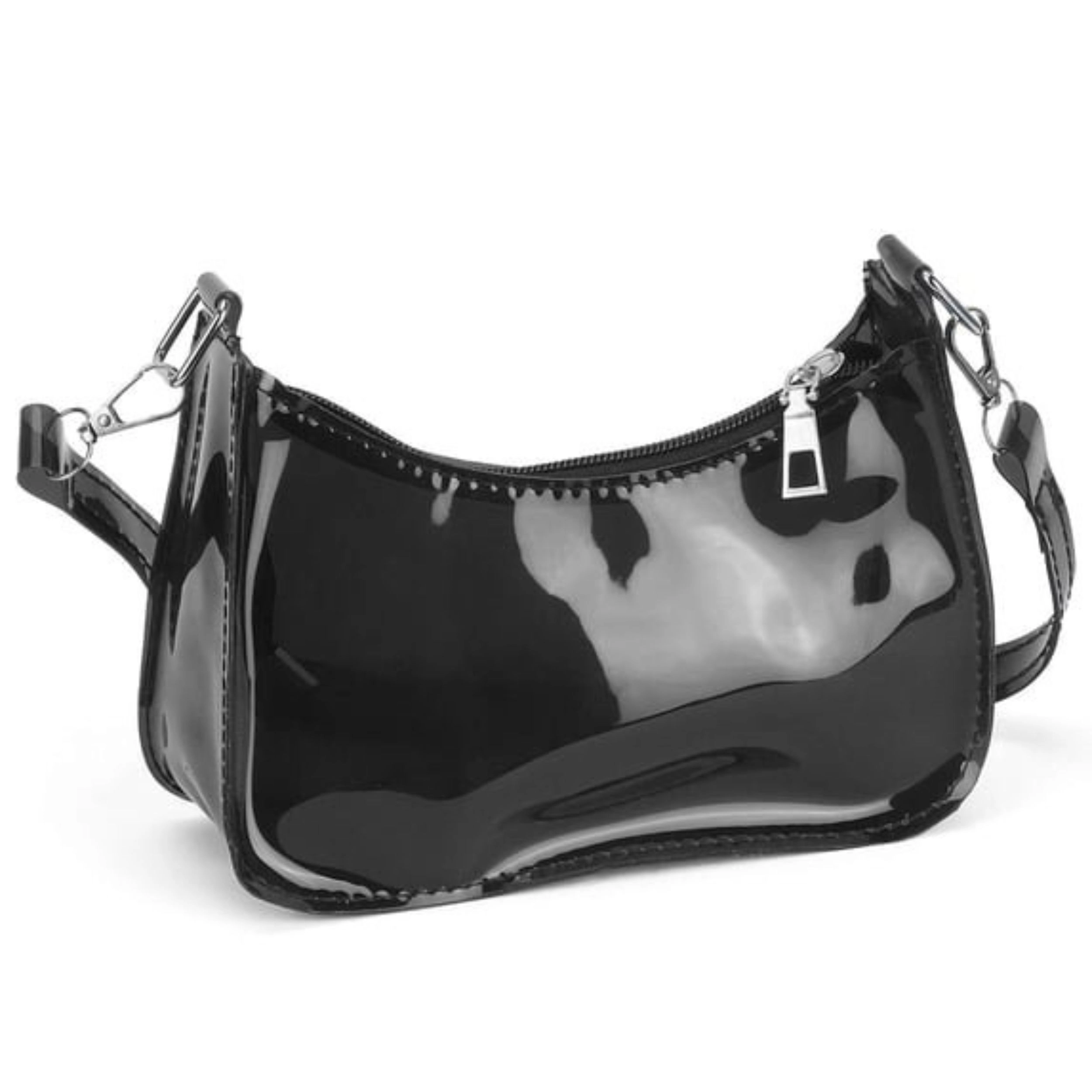 Home Collection Women’s Clear PVC Stadium Shoulder Bag with Zip Closure