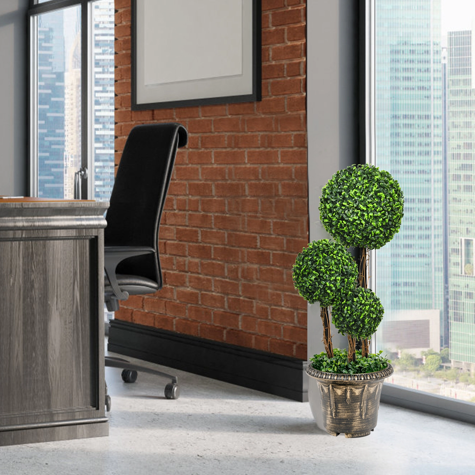 SlickBlue 30-Inch Artificial Ficus Tree in Planter for Indoor and Outdoor