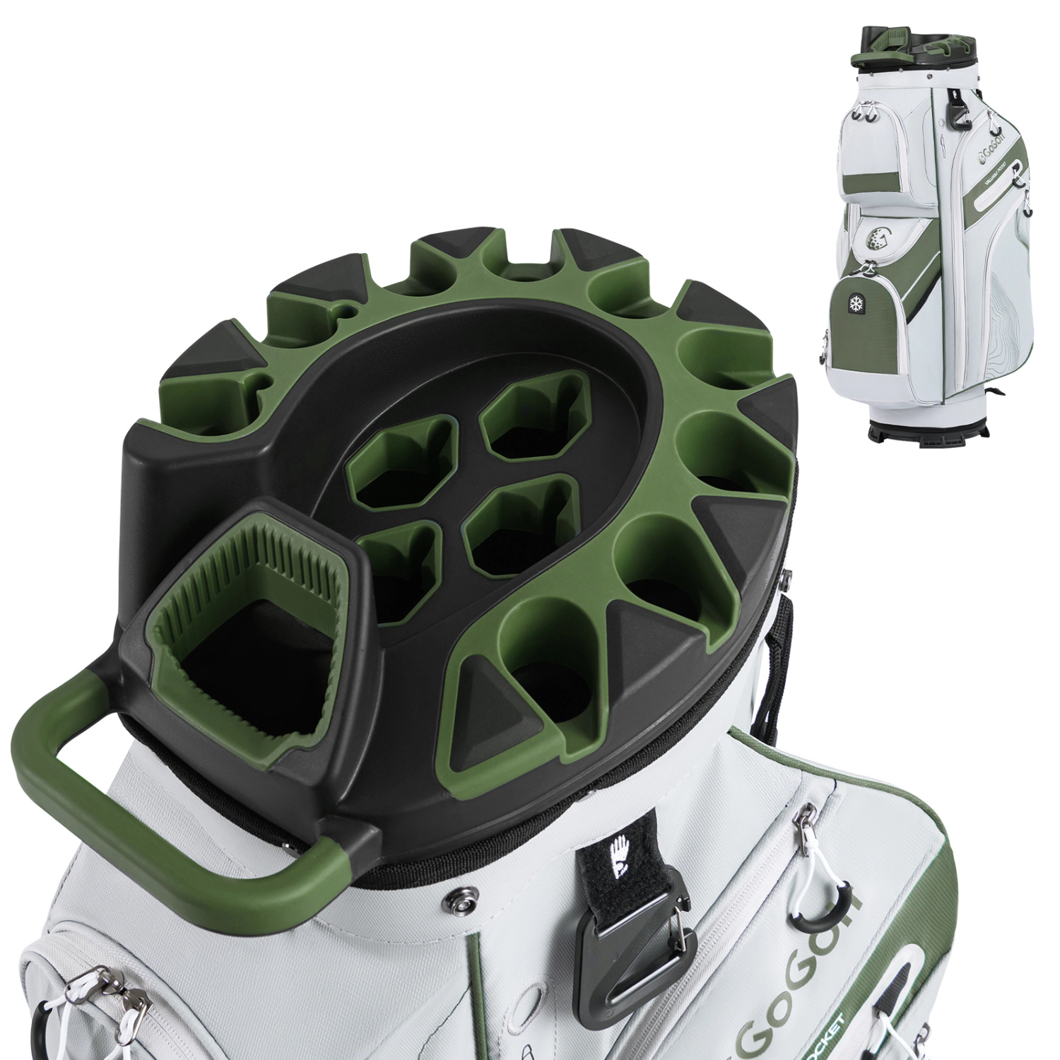 LJG Molded Lock Top Golf Cart Bag with 14-Way Full Length Dividers and 11 Pockets