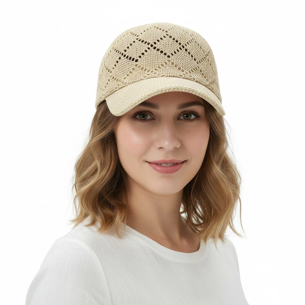 Anna-Kaci Women's Women Woven Straw Baseball Hat Breathable Mesh Cap Lightweight Summer Sun Visor