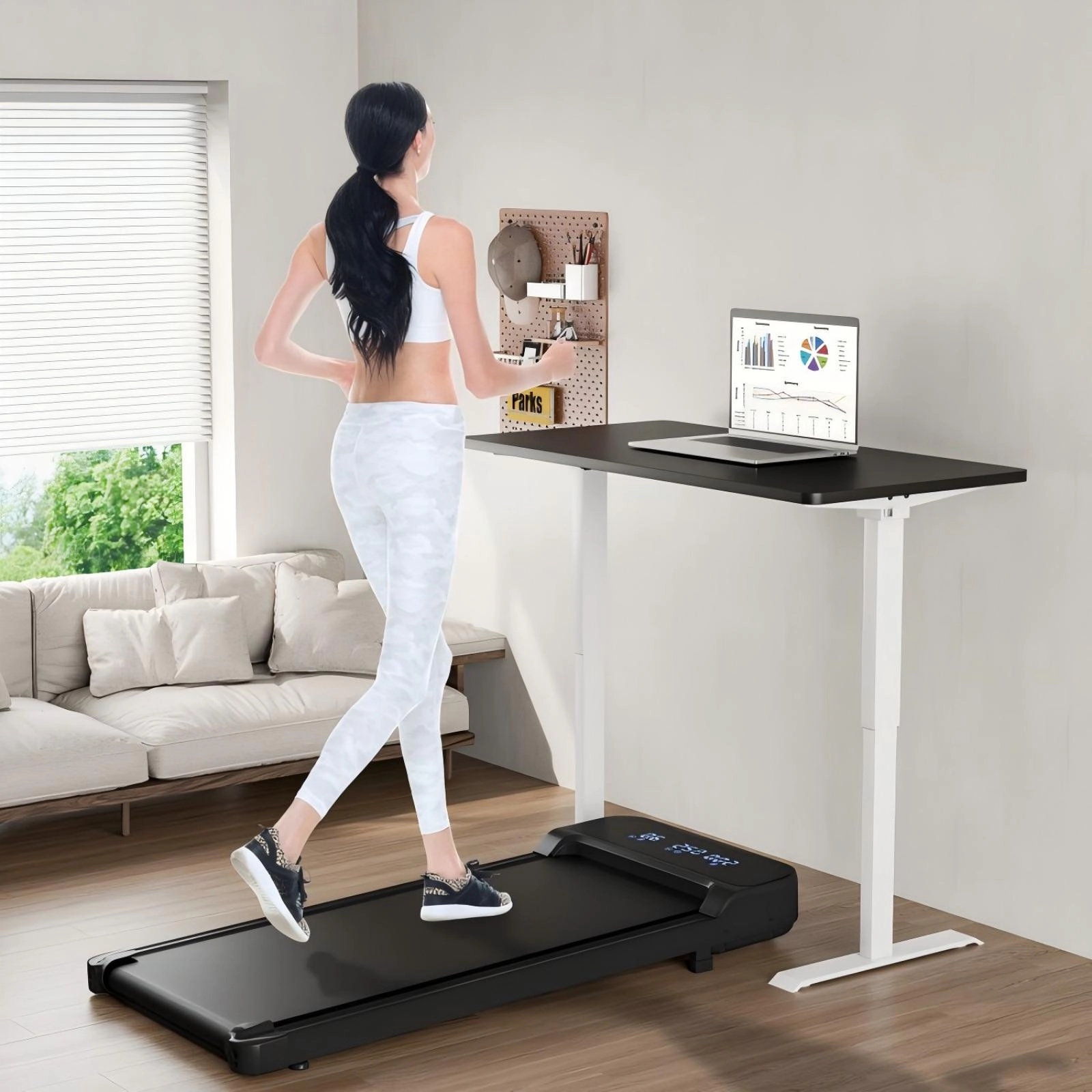 SUGIFT 2.5HP Under Desk Walking Treadmill with Remote Control 220-lb Capacity 3 Countdown Modes Black