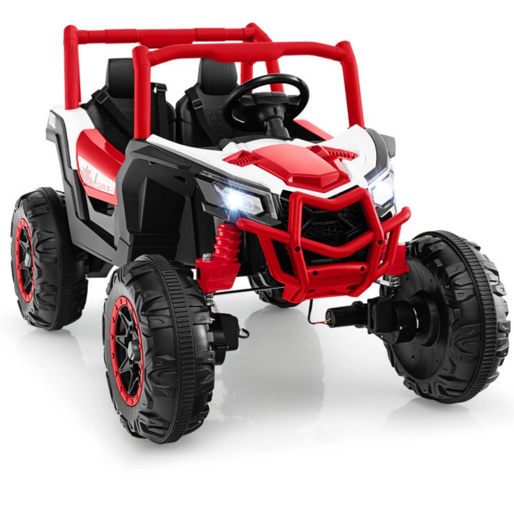 SUGIFT Red 2.4G Remote Control Spring Suspension and Music Kids 24V 2 Seater Ride On UTV