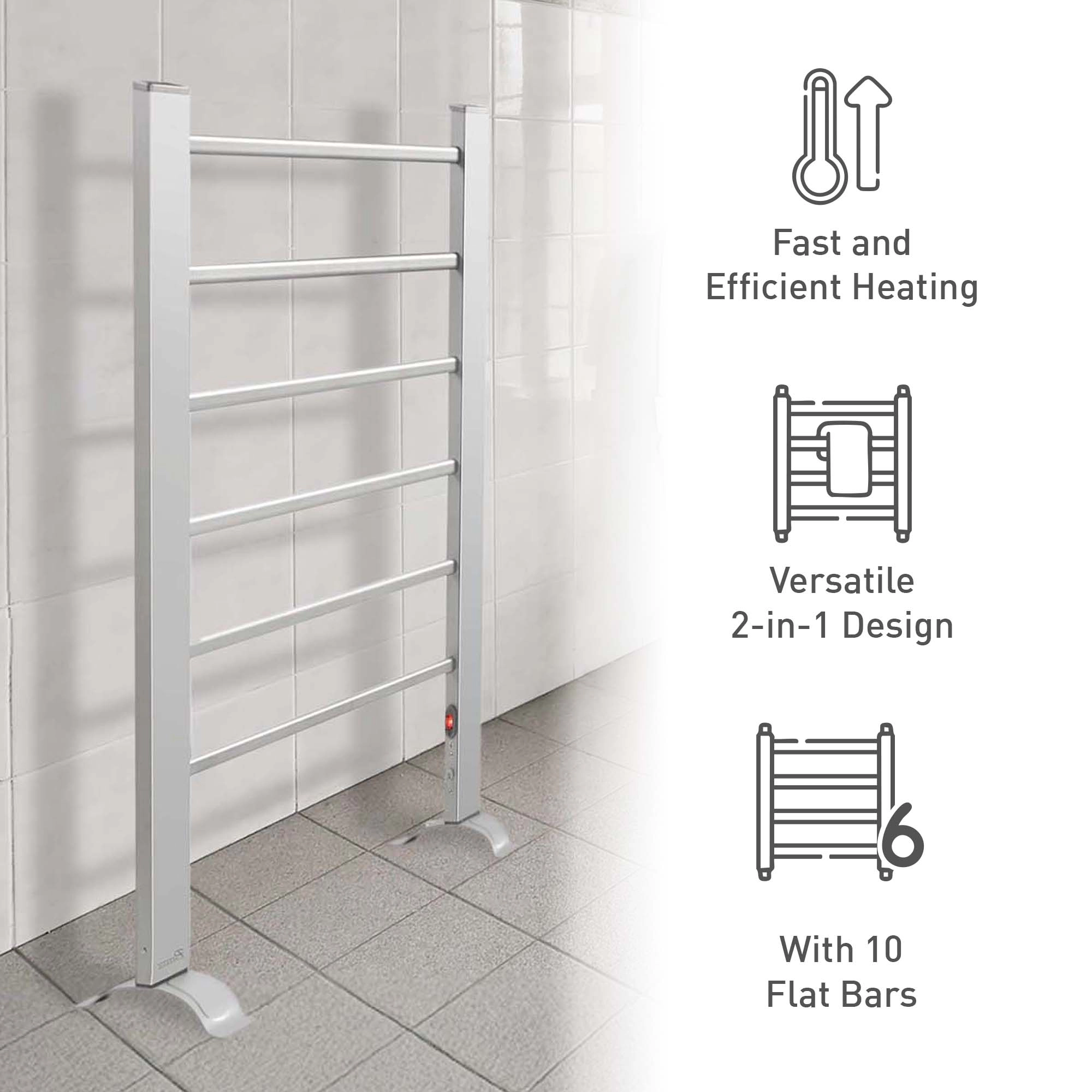 Pursonic Unisex 6-Bar Electric Towel Warmer Rack