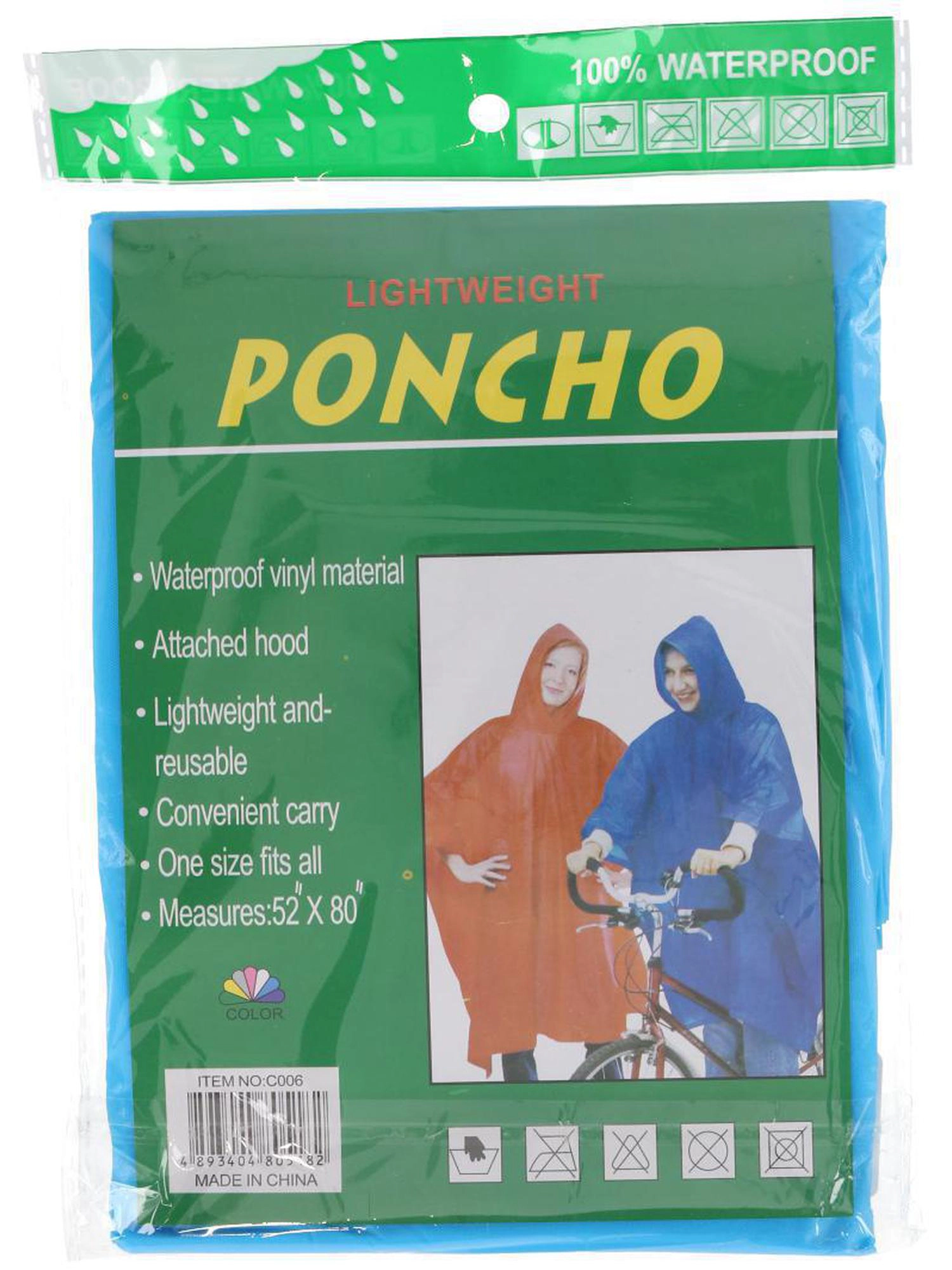 CTM Adult Reusable Waterproof Long Rain Poncho