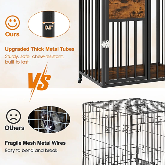 SUGIFT 27.5-in Dog Crate End Table Kennel with Wheels 20-in D 33-in H ...