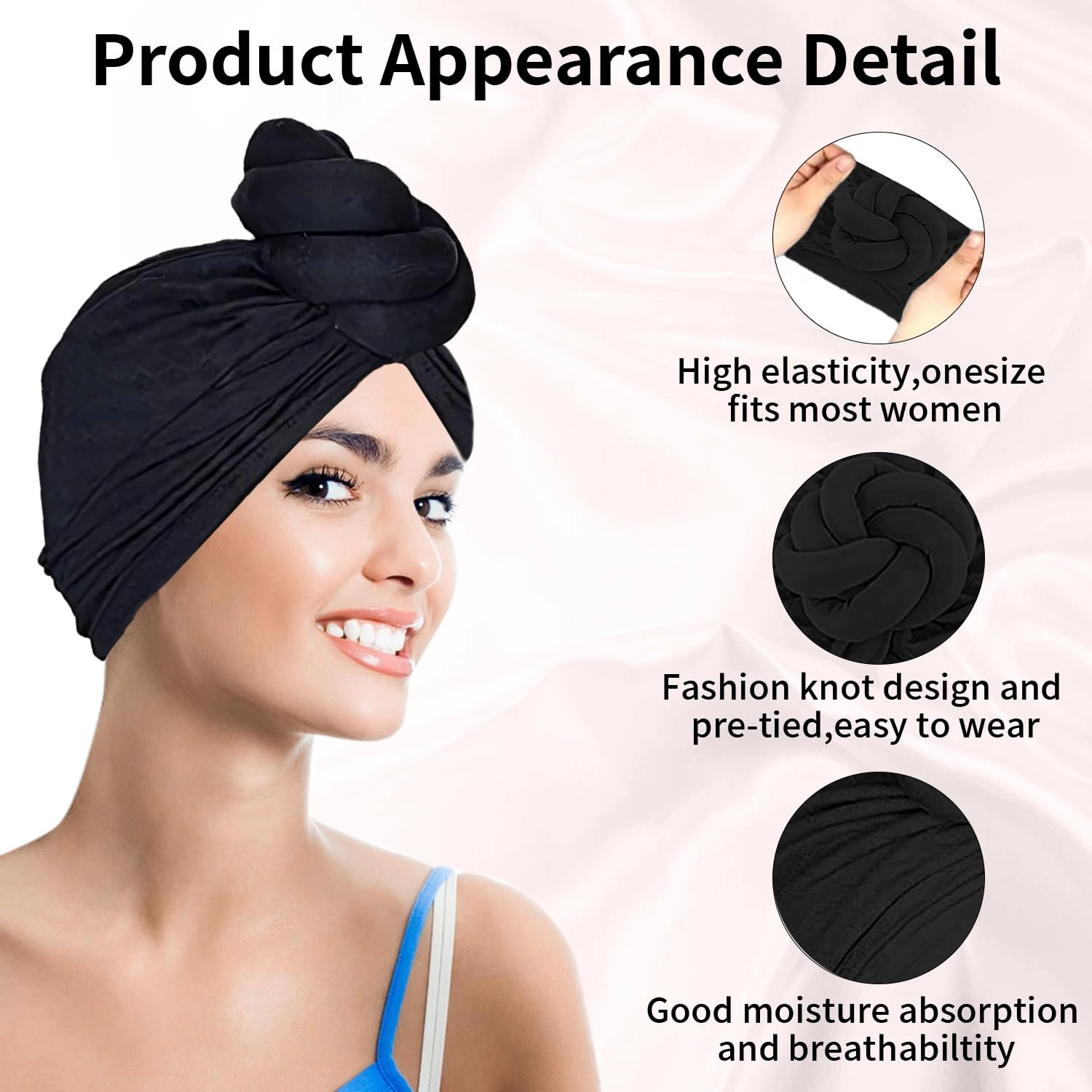 PIGFDK Women Turbans And Head Wraps  Turban Flower Knot Pre-tied Bonnet Beanie Cap Headwrap