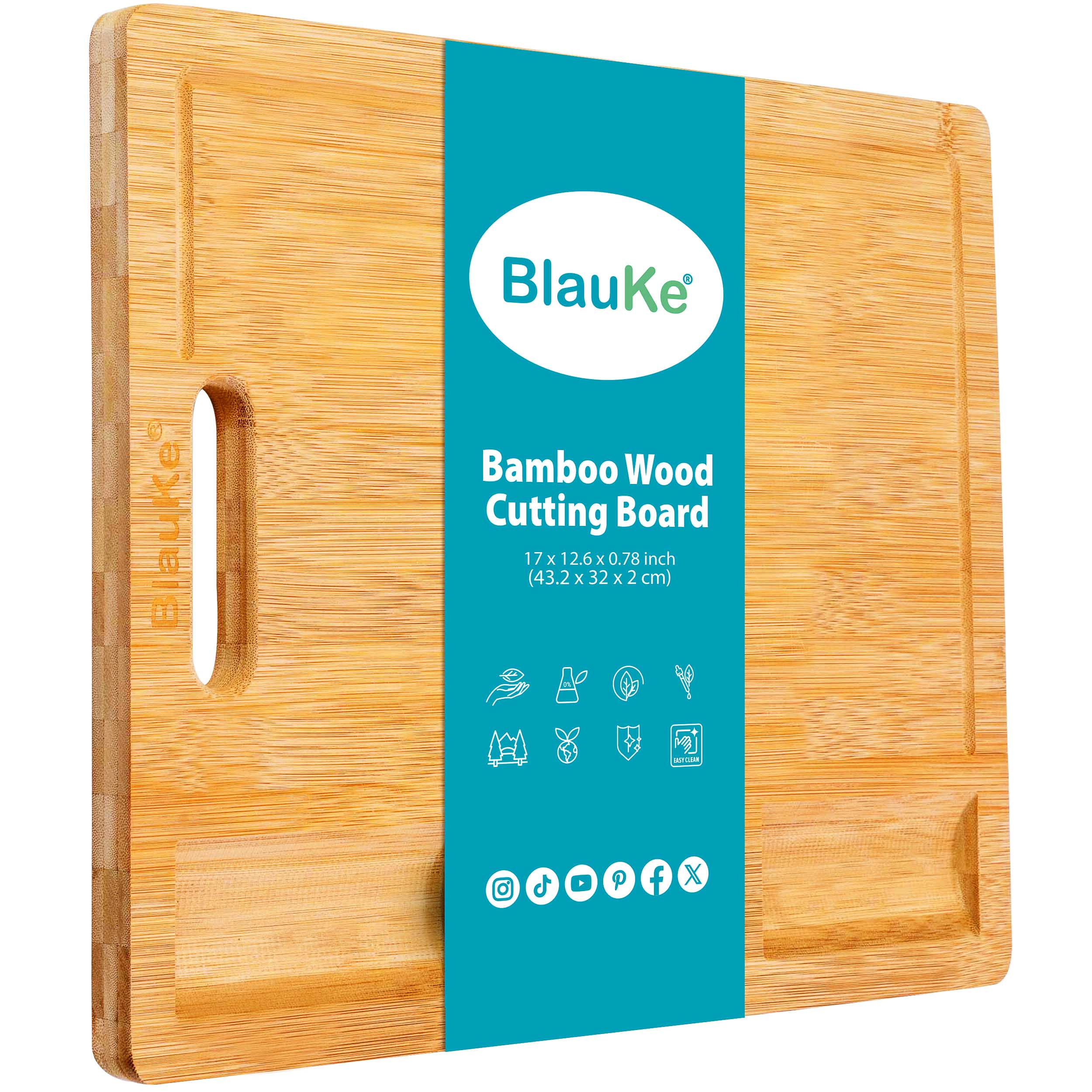 Extra Large Bamboo Cutting Board - Wood Cutting Board for Meat, Cheese, Veggies - Wood Serving Tray with Juice Groove