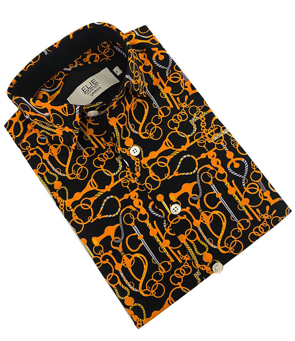 Elie Balleh Boys Slim Fit Geometric Shirt