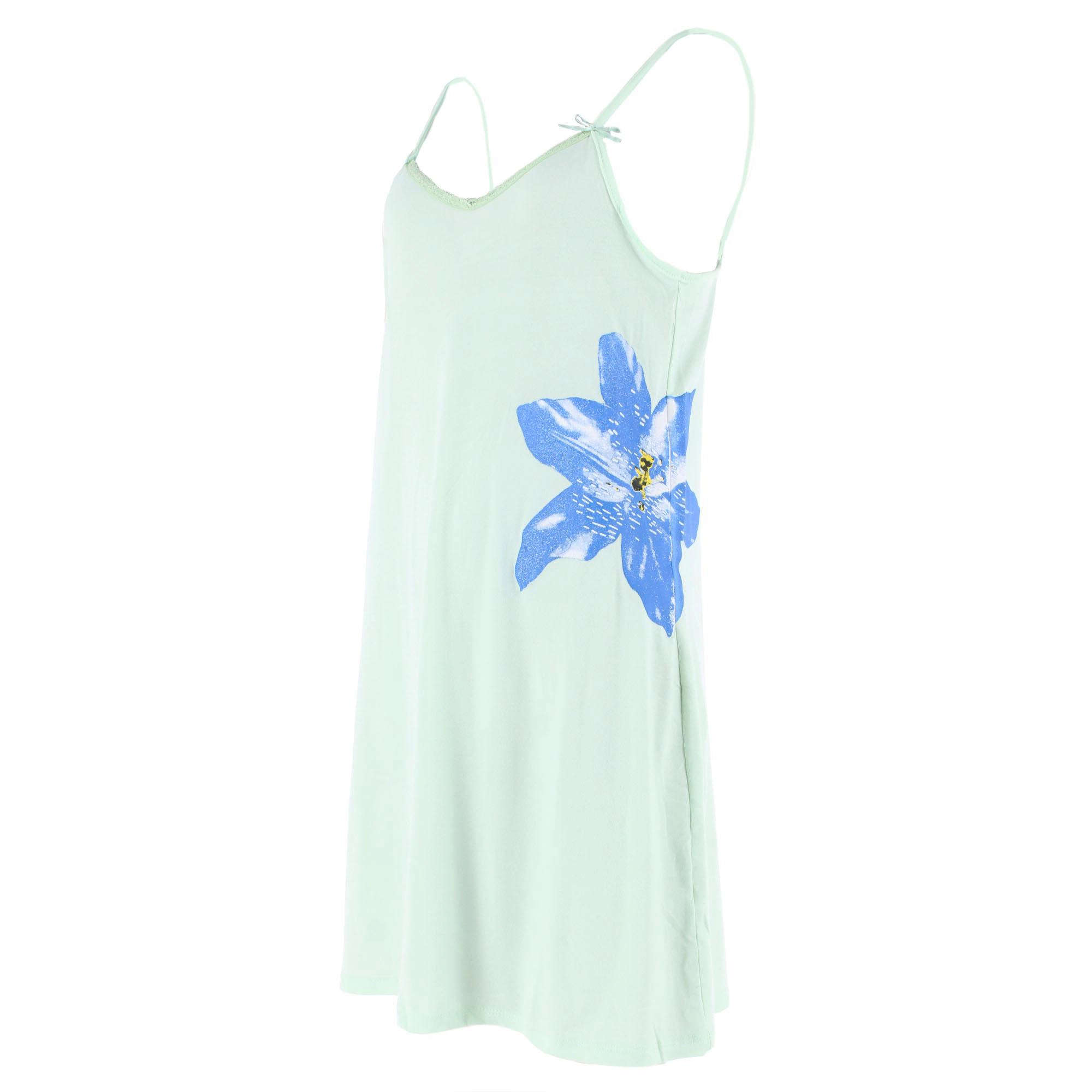 CTM Women's Hibiscus Chemise Nightgown with Lace Edge