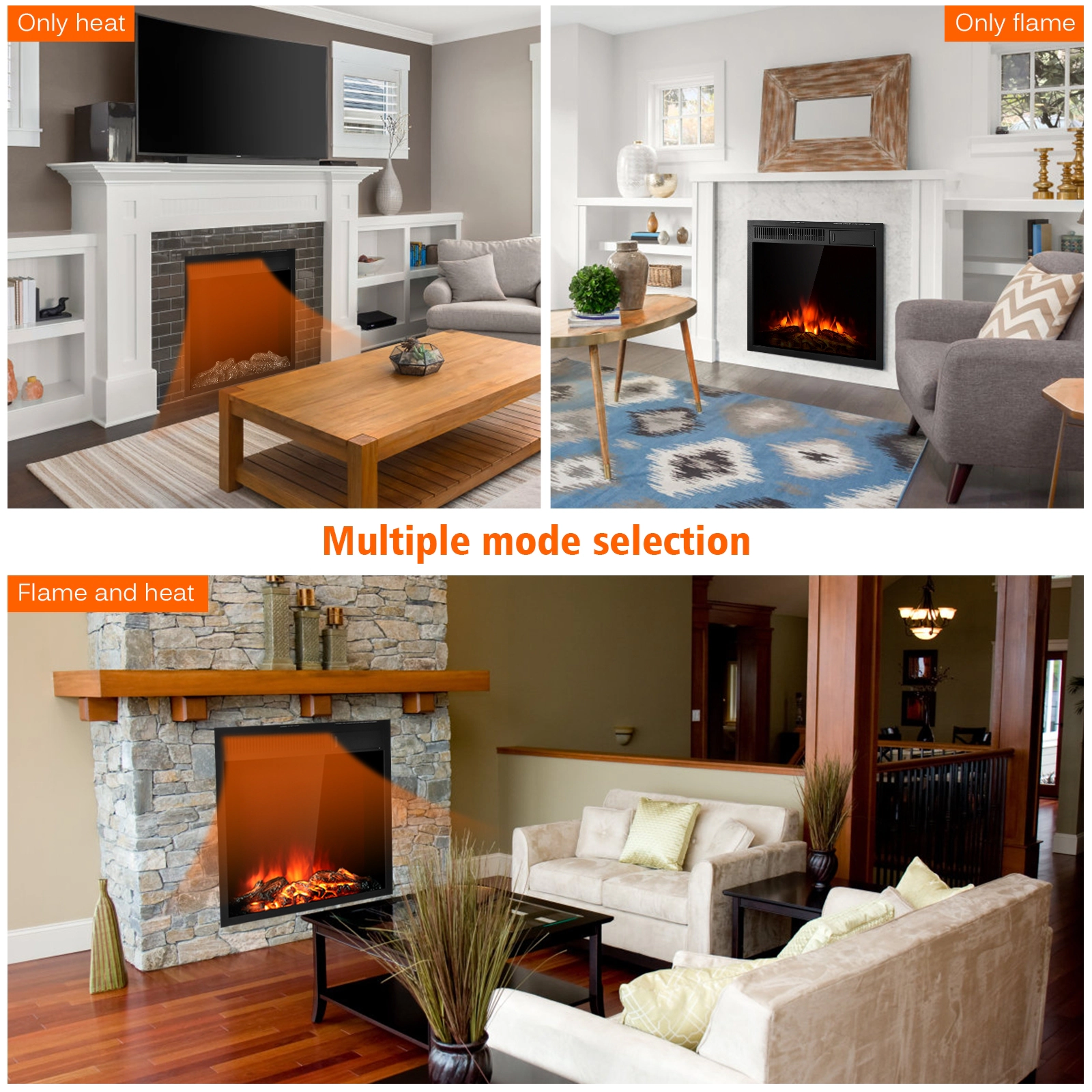 SlickBlue Electric Fireplace Heater with Remote and Touch Screen