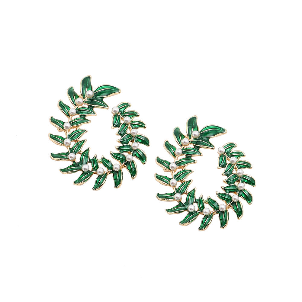 SOHI Women's Green Wreath Drop Earrings
