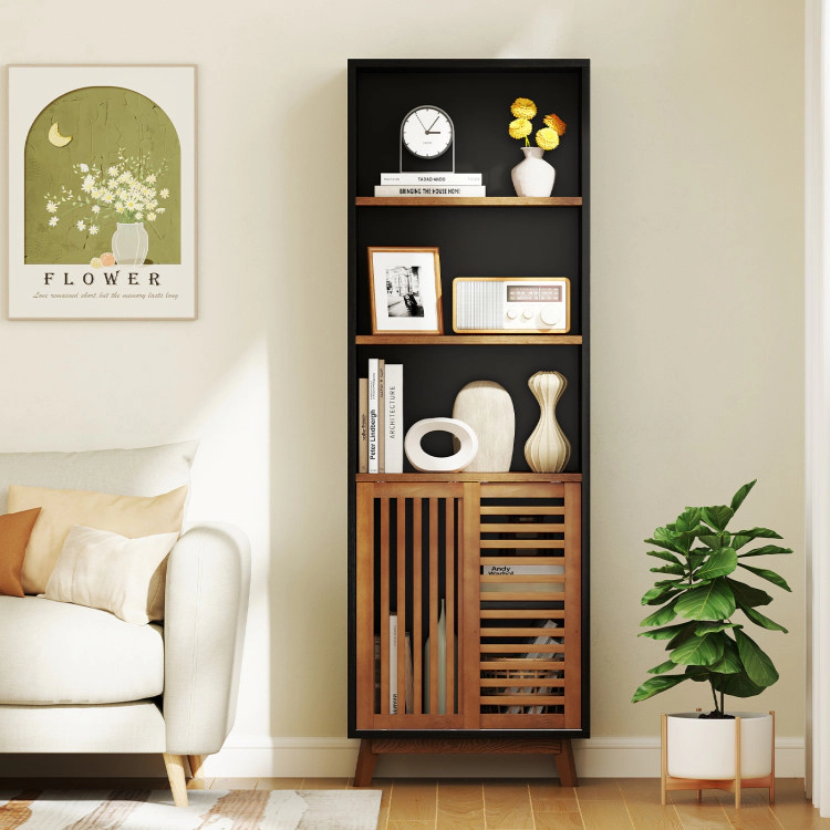 Hivvago 70 Inch 5-Tier Bookshelf with Reversible Adjustable Shelf