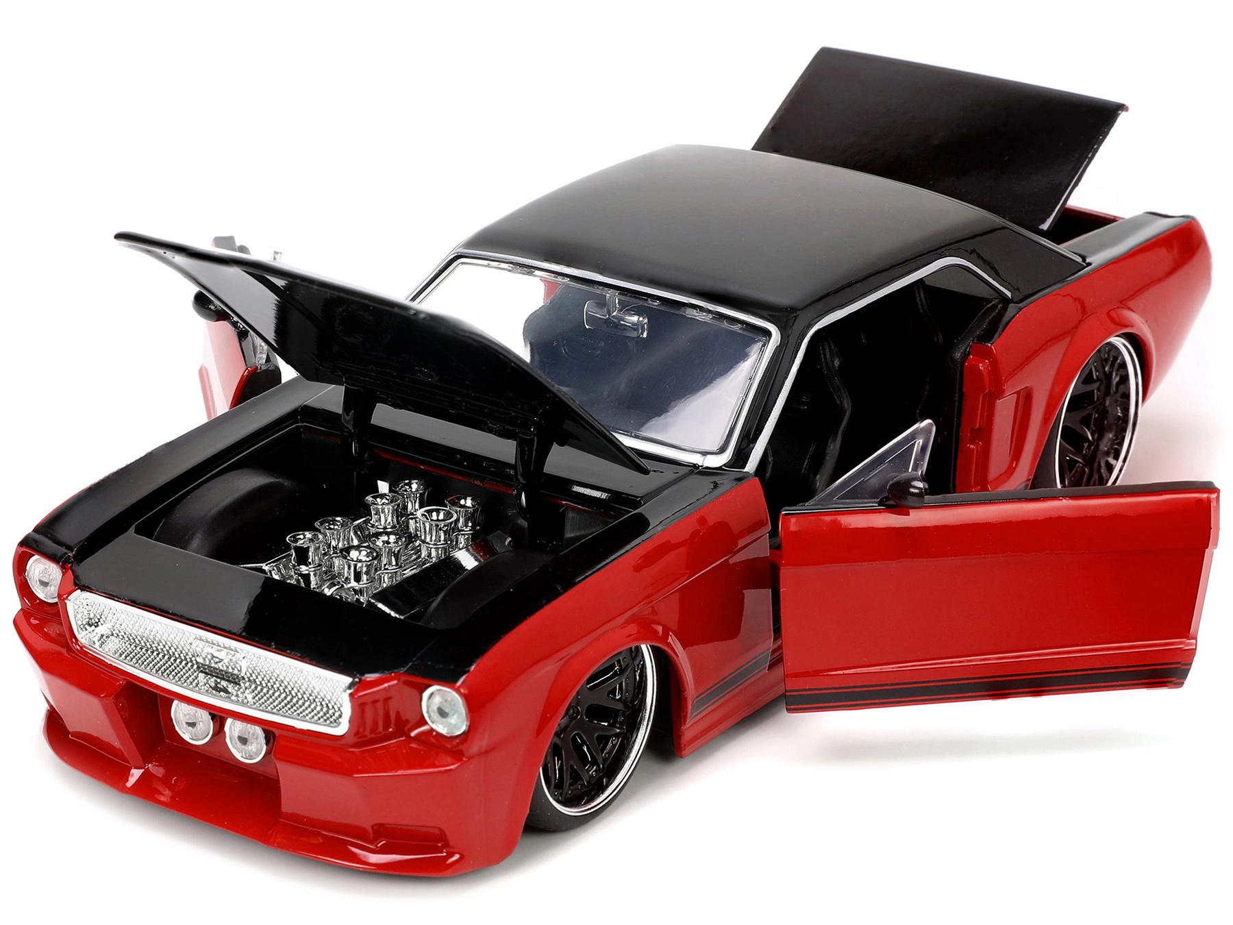 Jada 1965 Ford Mustang Custom Red and Black "Bigtime Muscle" Series 1/24 Diecast Model Car by Jada