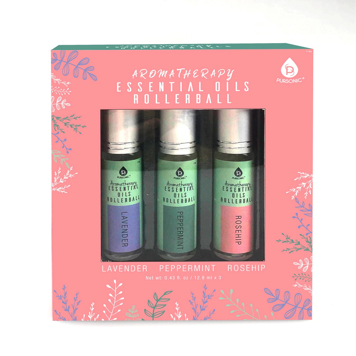 Pursonic Women’s Aromatherapy Wellness & Anti-Aging Skincare Essential Oil Rollerball & Serum Set