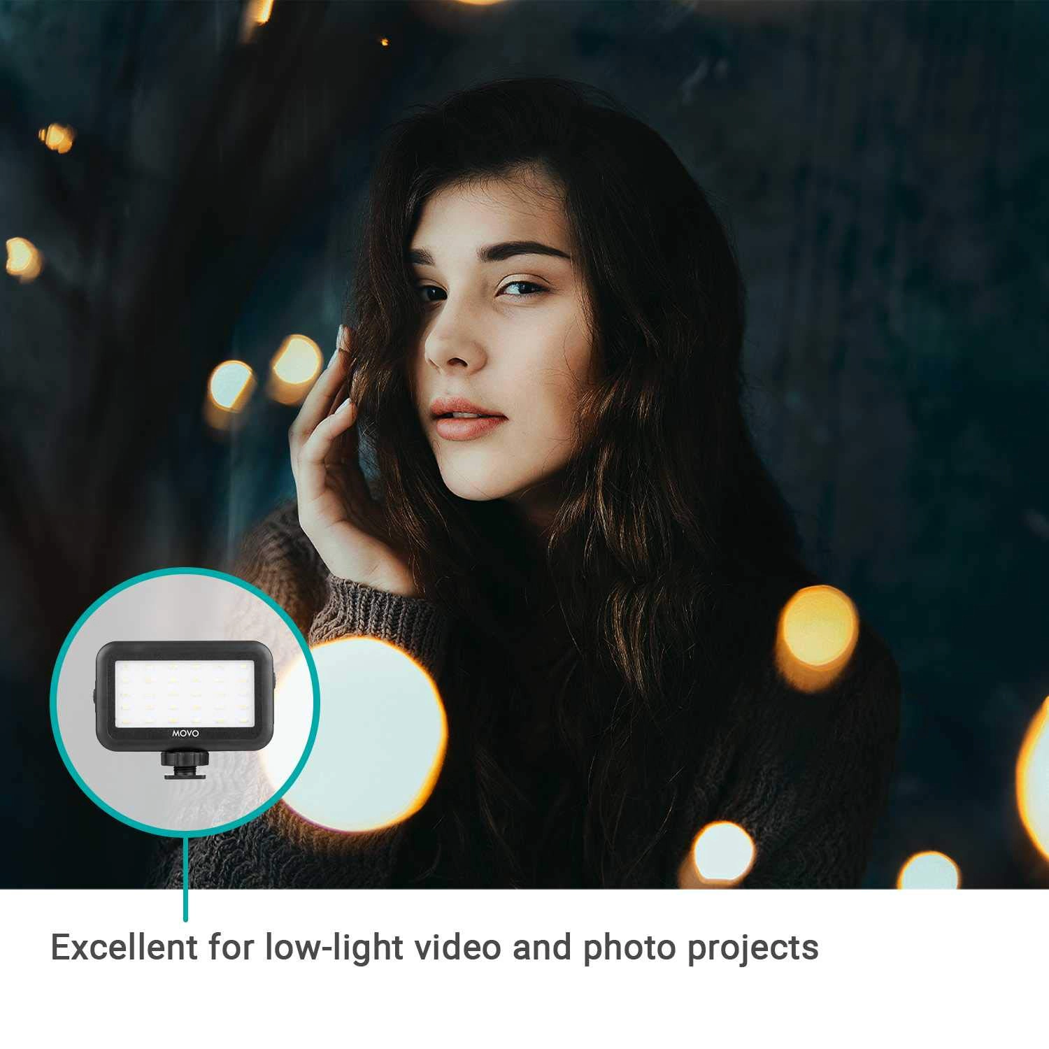 Movo LED-30 Mini LED Light Panel - Adjustable Brightness Rechargeable Battery