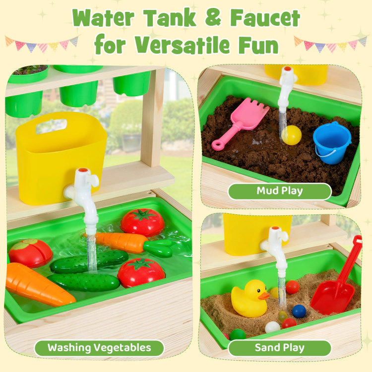 Hivvago Kids Mud Kitchen Play Pretend Kitchen With Chalkboard For Kids Aged 3+