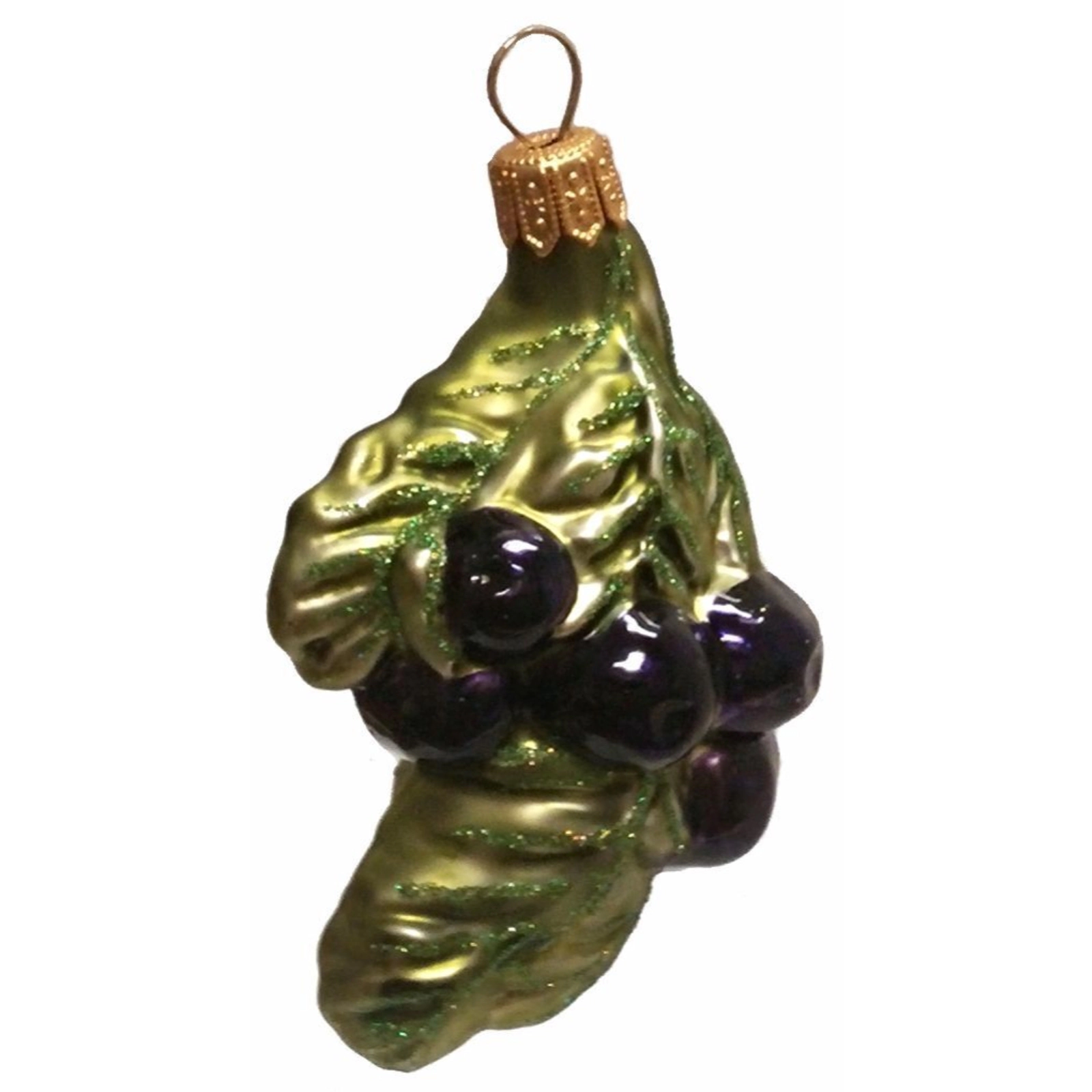 Pinnacle Peak Trading Company Blueberries on Leaf Fruit Polish Glass Christmas Ornament Holiday Decoration