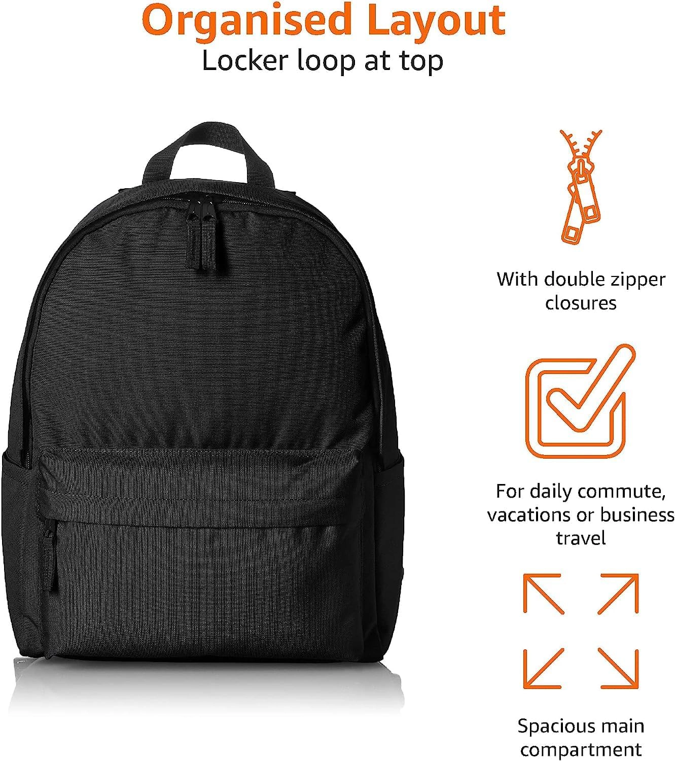 Clear Skye Unisex Classic Durable Black Travel Backpack