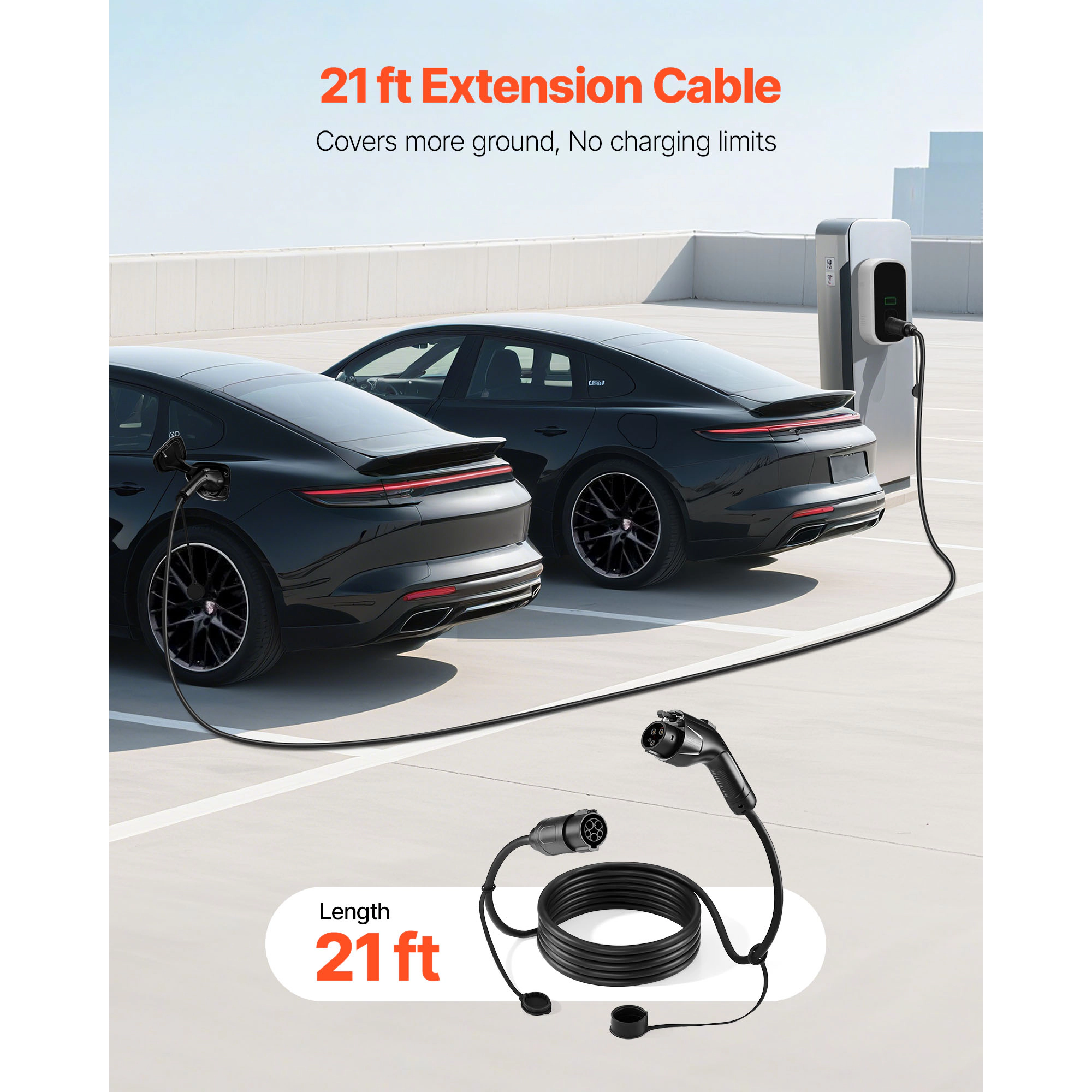 HONGGE EV Charger Extension Cable Extension Cord with 240V Level Cable with Carrying Bag