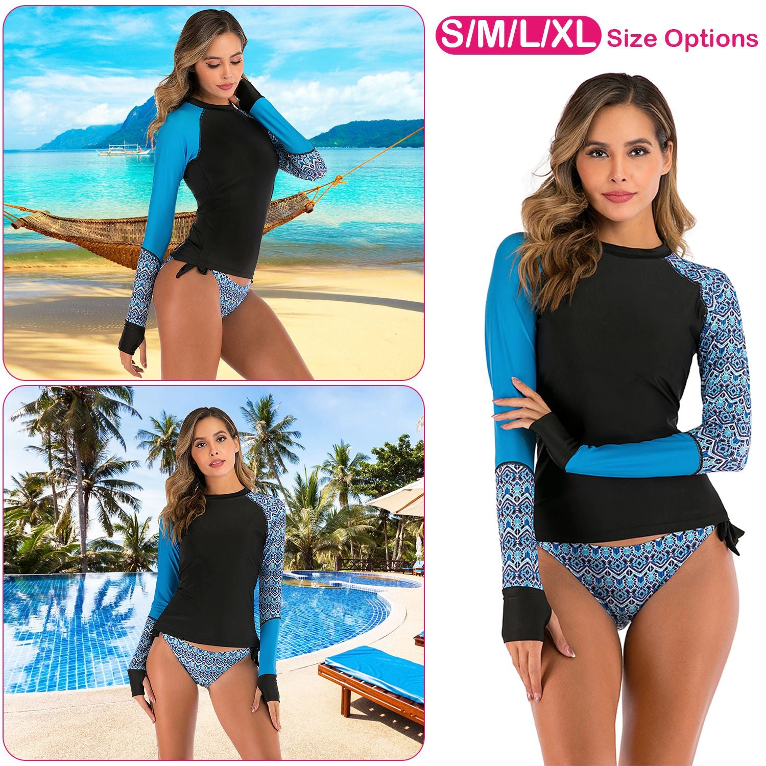 GBruno 2-Piece Long Sleeve Swim Shirt Set