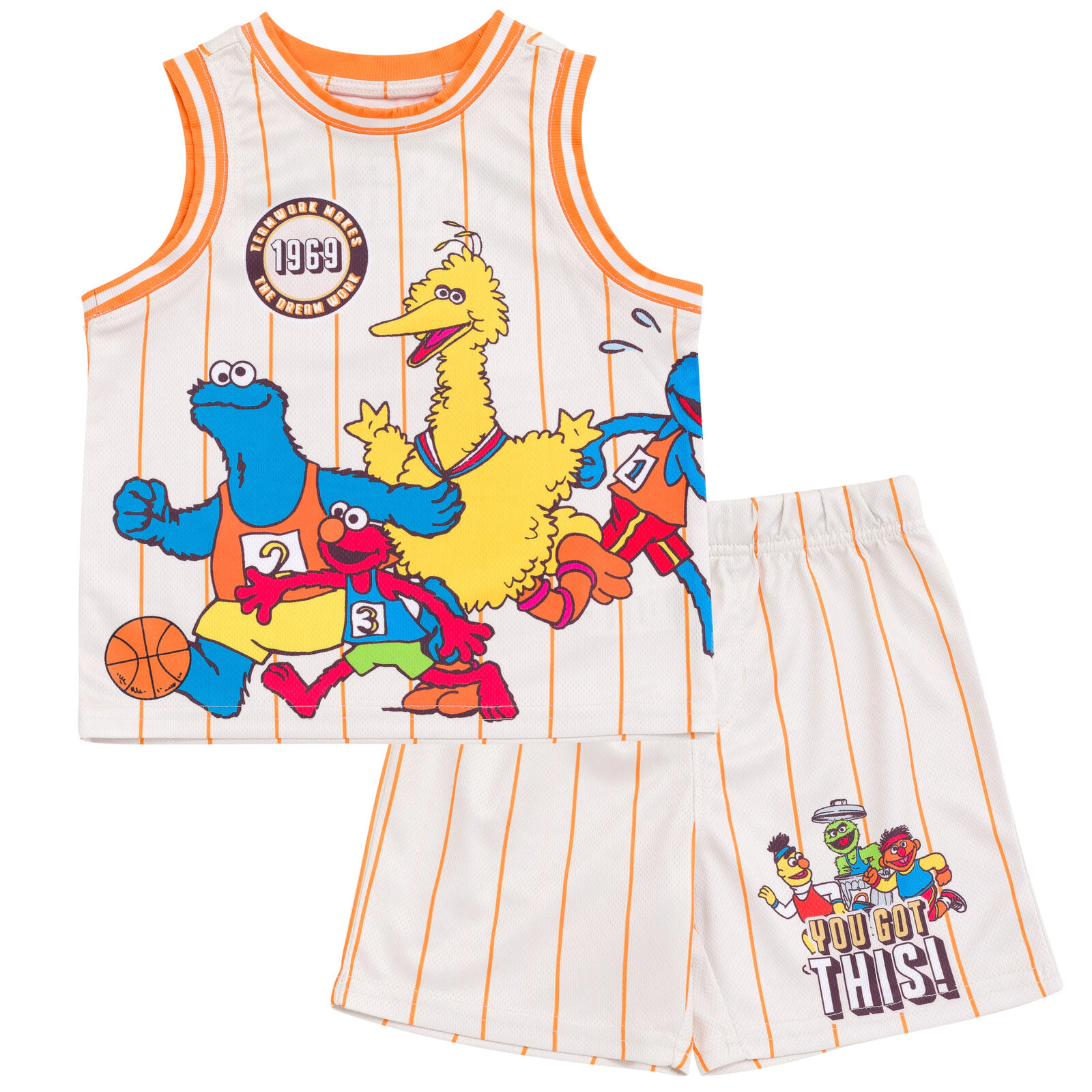 Sesame Street Boys' 2-Piece Athletic Basketball Jersey and Shorts Set