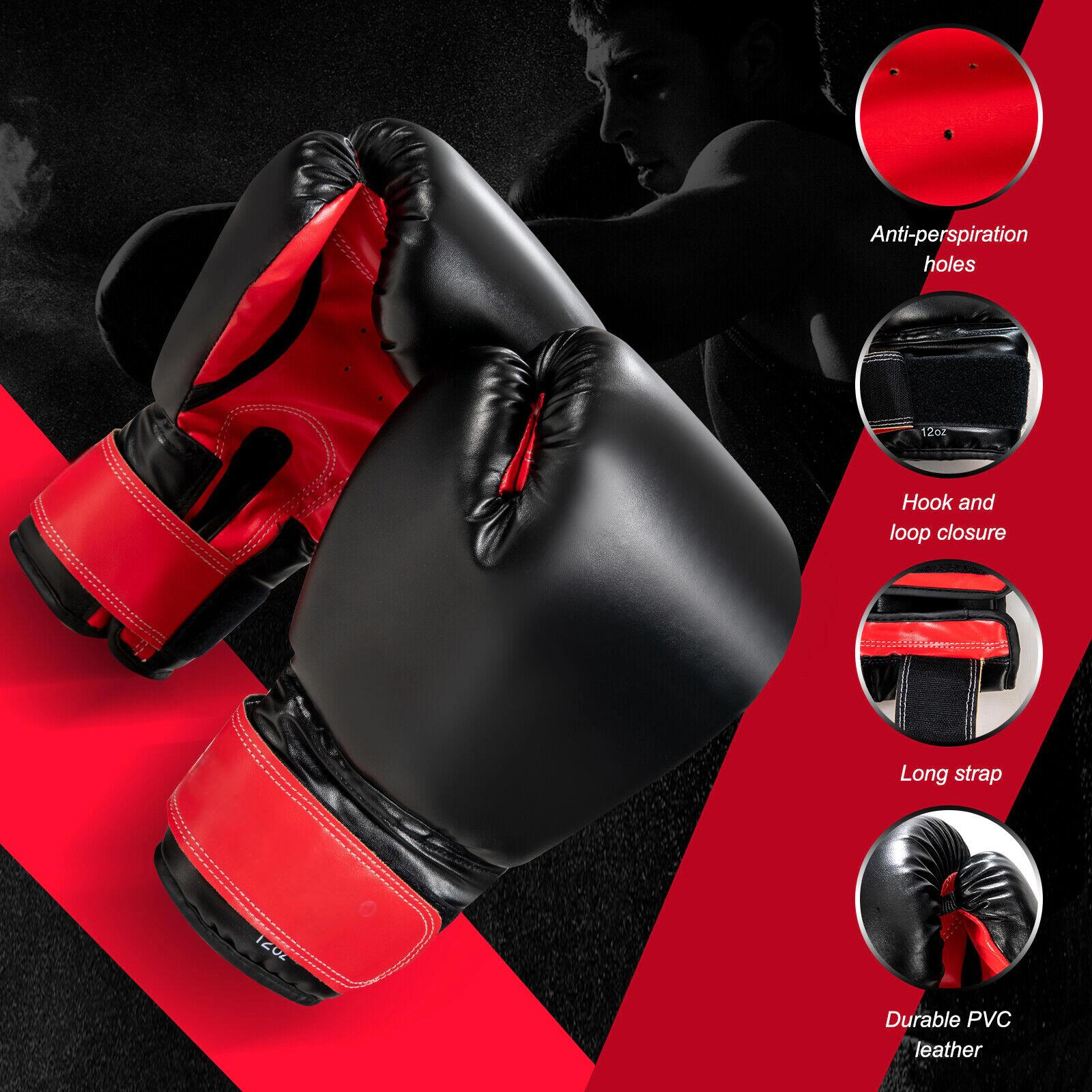 SUGIFT Adult Filled Punching Bag Set with Boxing Gloves 12-in W 12-in D 31.5-in H Black and Red