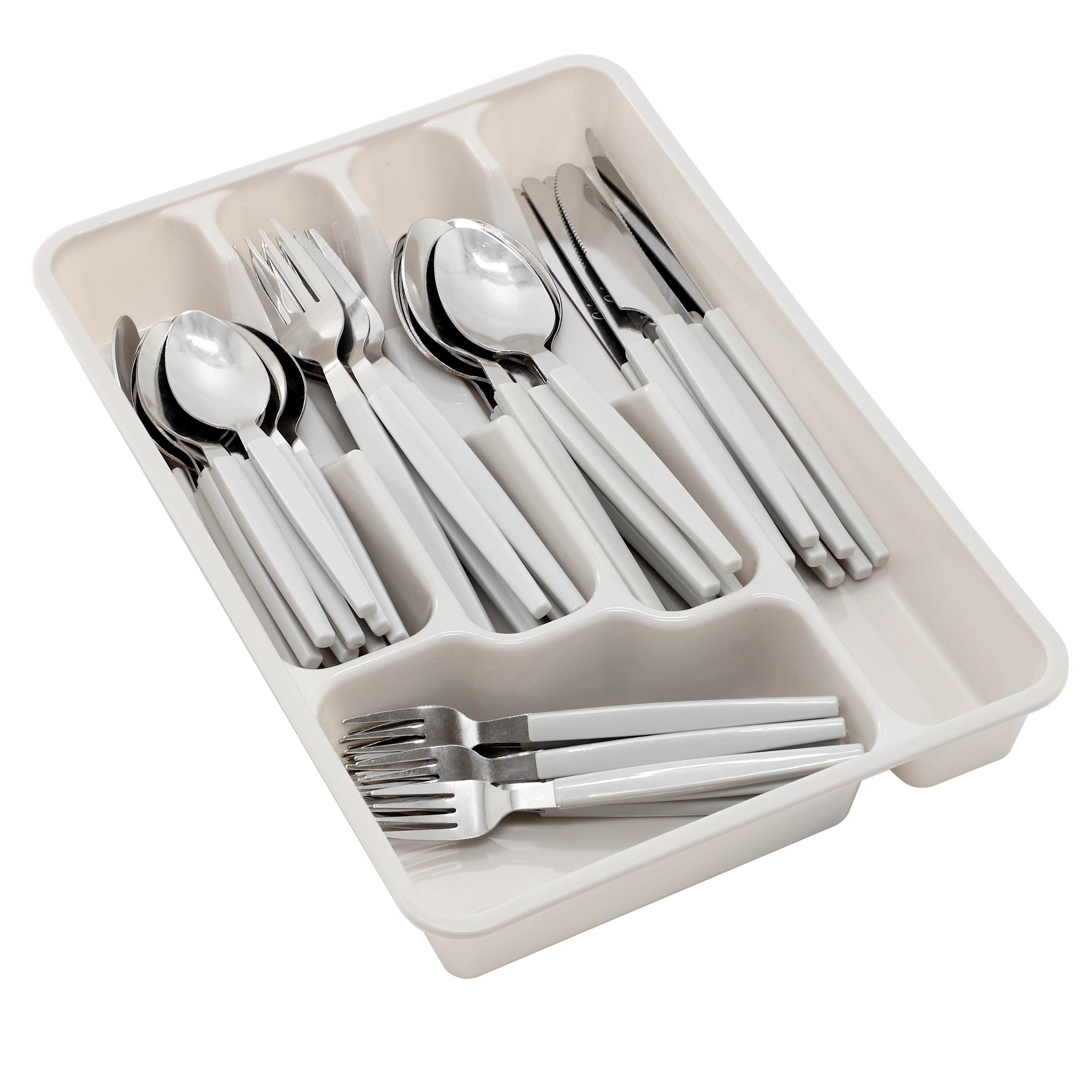 Gibson Home Edzelle 48 Piece Stainless Steel Flatware Set in Gray with Plastic Tray