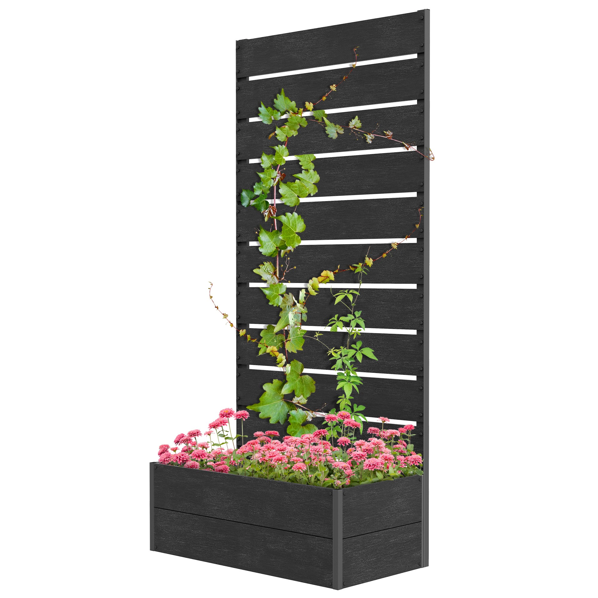 HONGGE Trellis Planter for Climbing Plants, Raised Garden Bed with Trellis, Box Outdoor