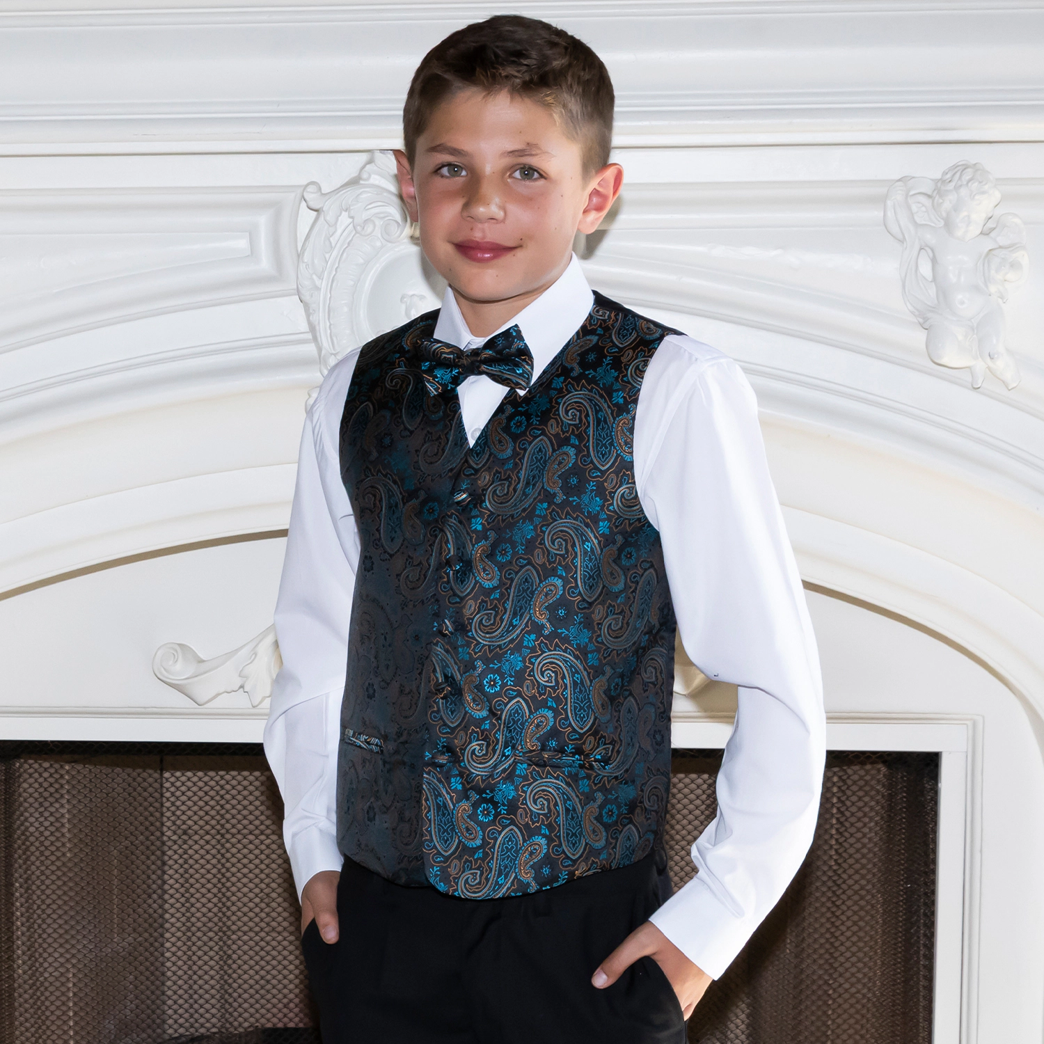 Gioberti Boy's 4pc Paisley Vest Set