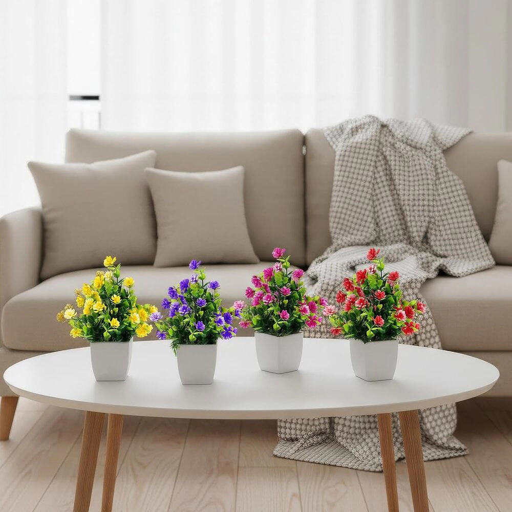 Haven Craftworks Unisex Artificial Potted Flowers 4-Piece Set