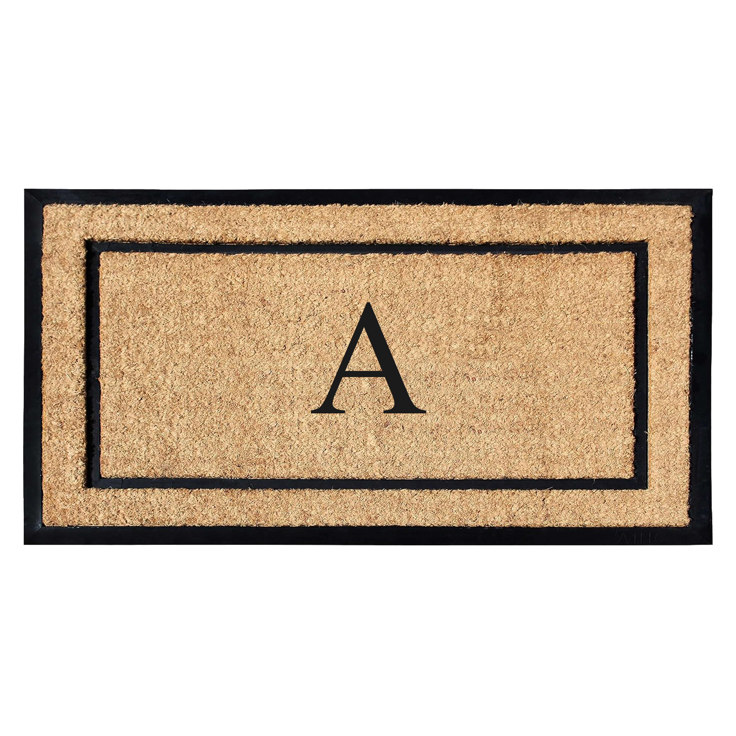 A1 Home Collections 24 x 48 Monogrammed Natural Coir & Rubber Heavy-Duty Front Door Mat Letter E