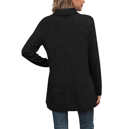 Enchanted Funland Womens Turtleneck Ribbed Knit Long Sleeve Side Slit Sweater Tops