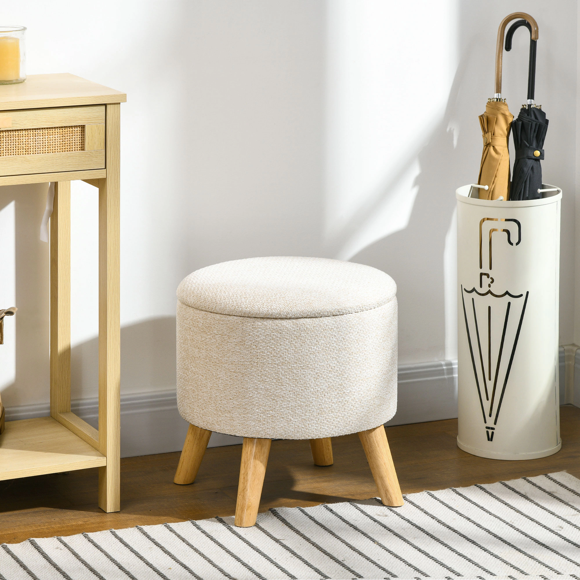 Hivvago Hidden Storage Ottoman Stool For Bedroom Or Living Room