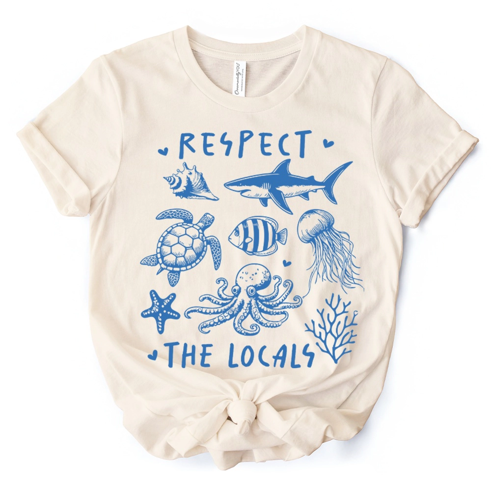 OrnamentallyYou Unisex Respect The Locals Ocean Animals T-Shirt